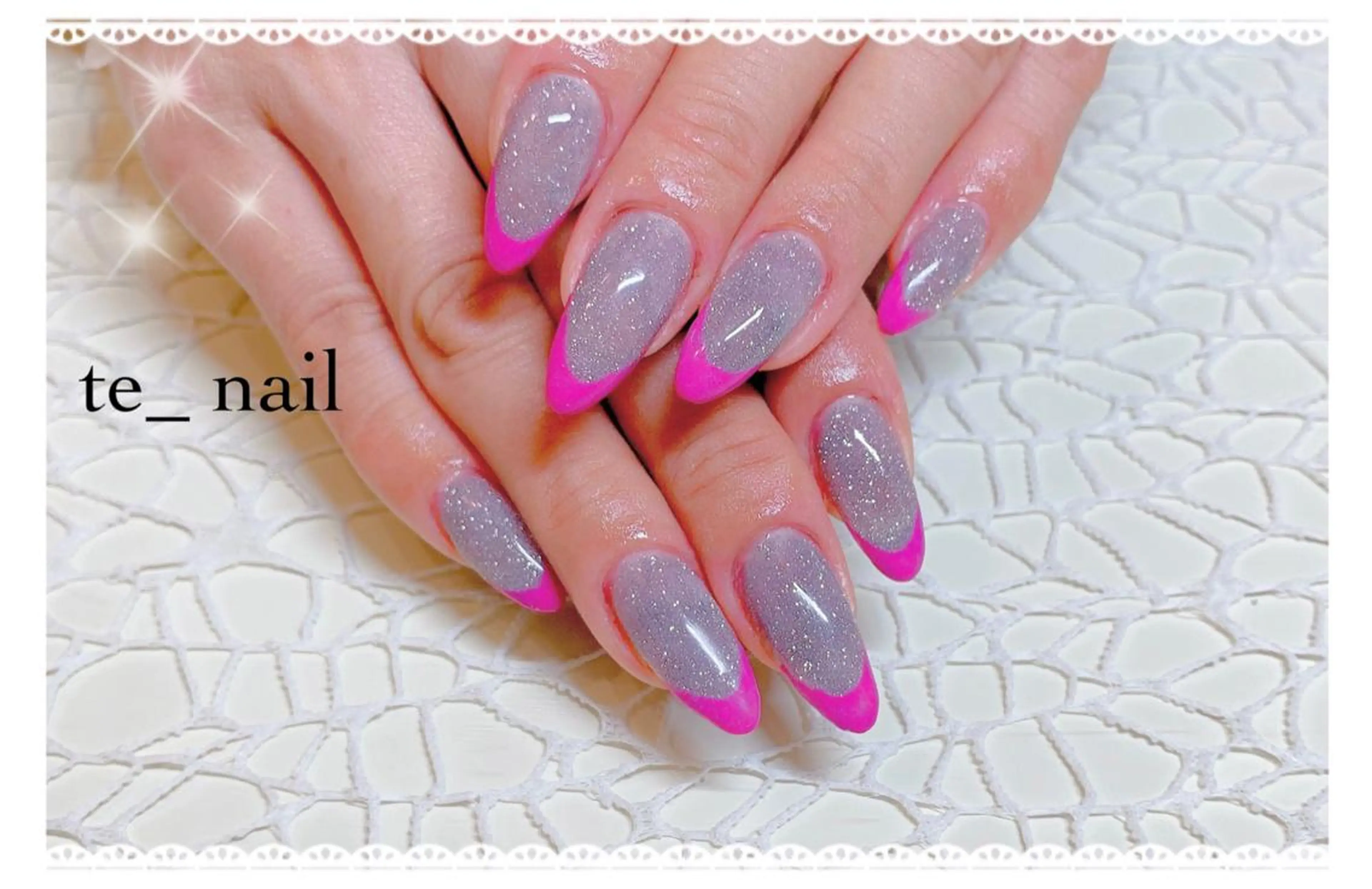 ネイル フラッシュネイル フレンチネイル ピンク ｔe_ nailのネイルデザイン