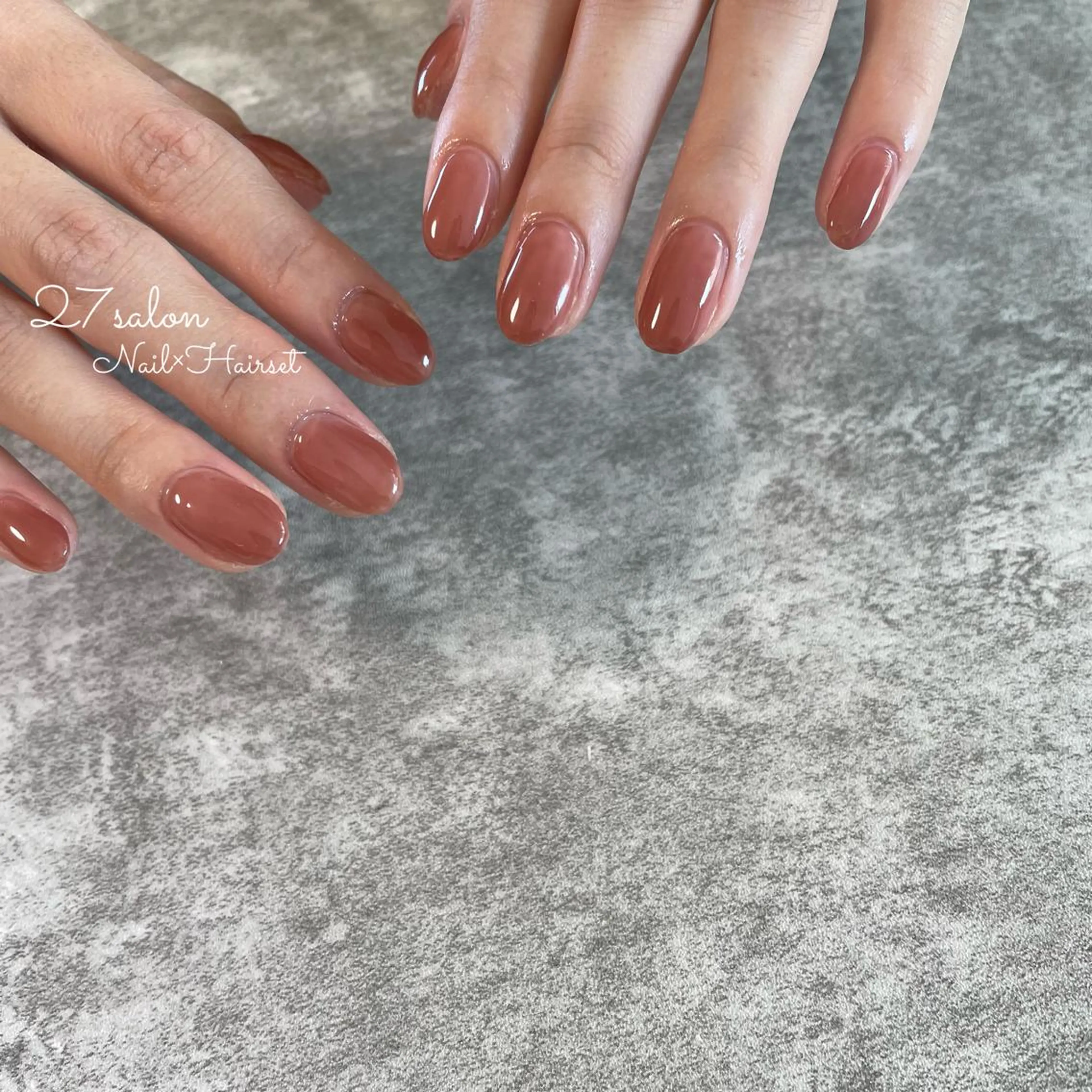 ネイル ブラウン オフィスネイル ワンカラーネイル 27salon yuinaのネイルデザイン