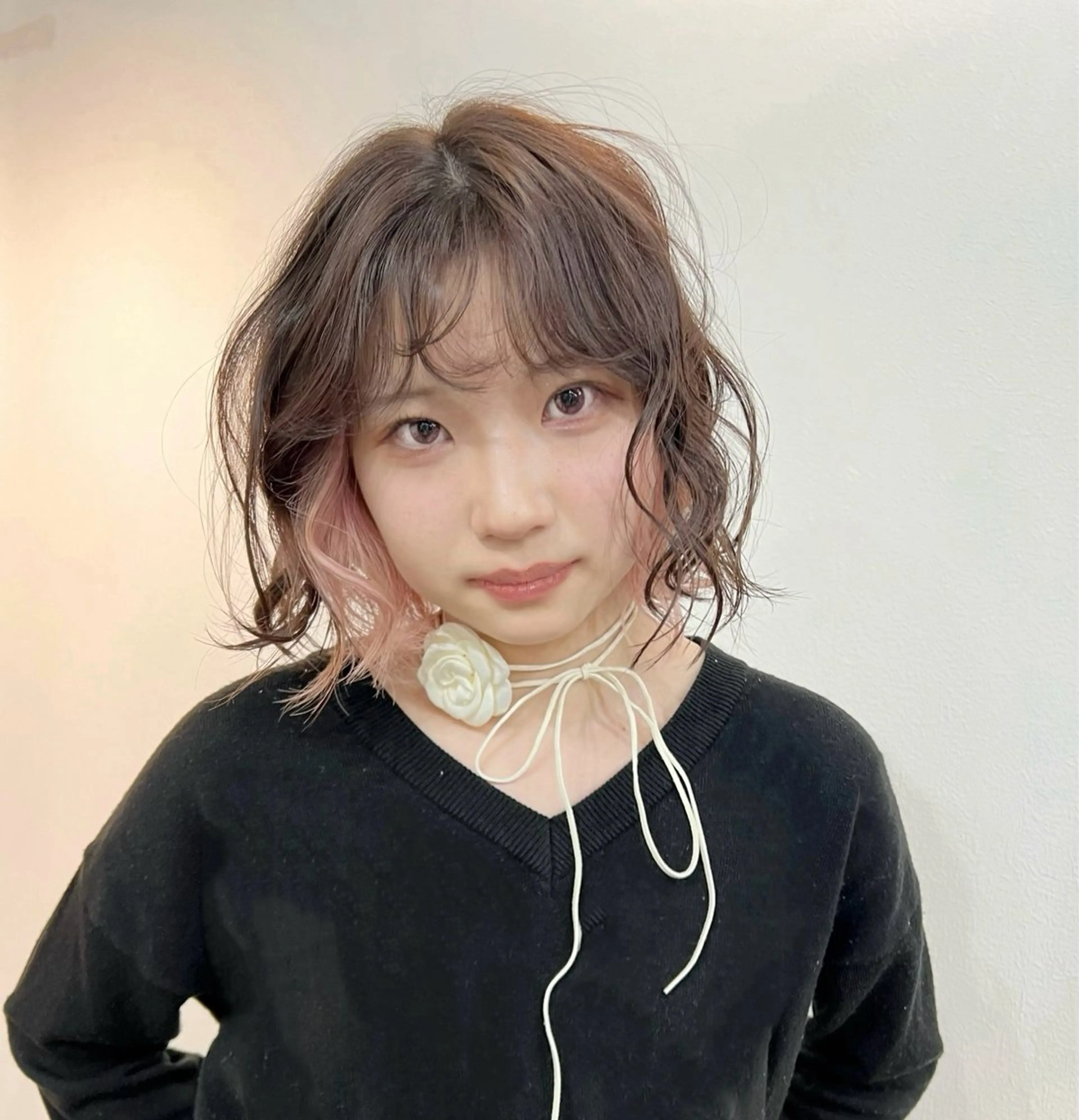 ミディアム カラー ピンクカラー ホワイトピンク いざわりお /梅田/ブリーチのヘアスタイル