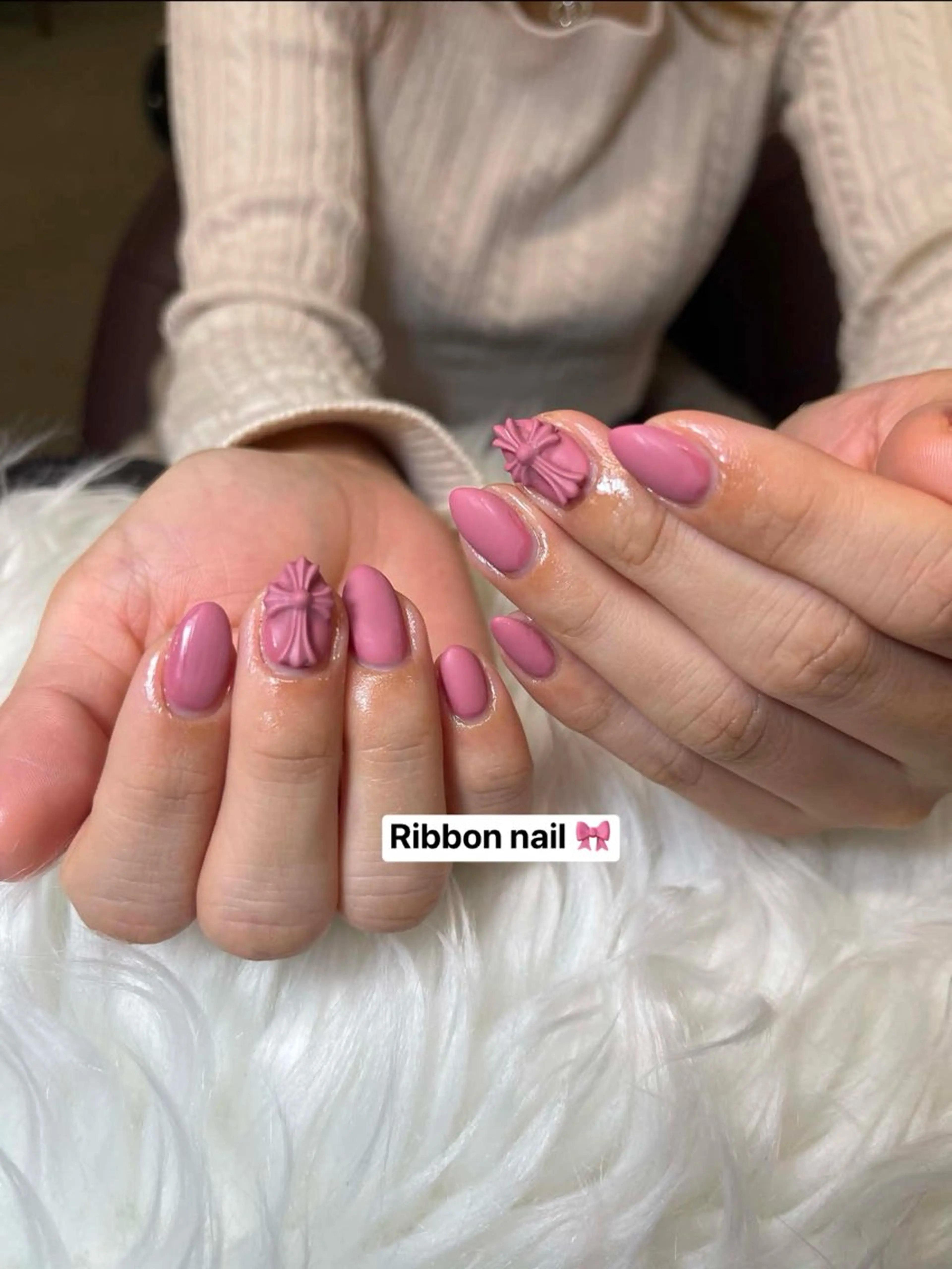 ネイル 持ち込み リボン ハンドネイル Suka Nailのネイルデザイン