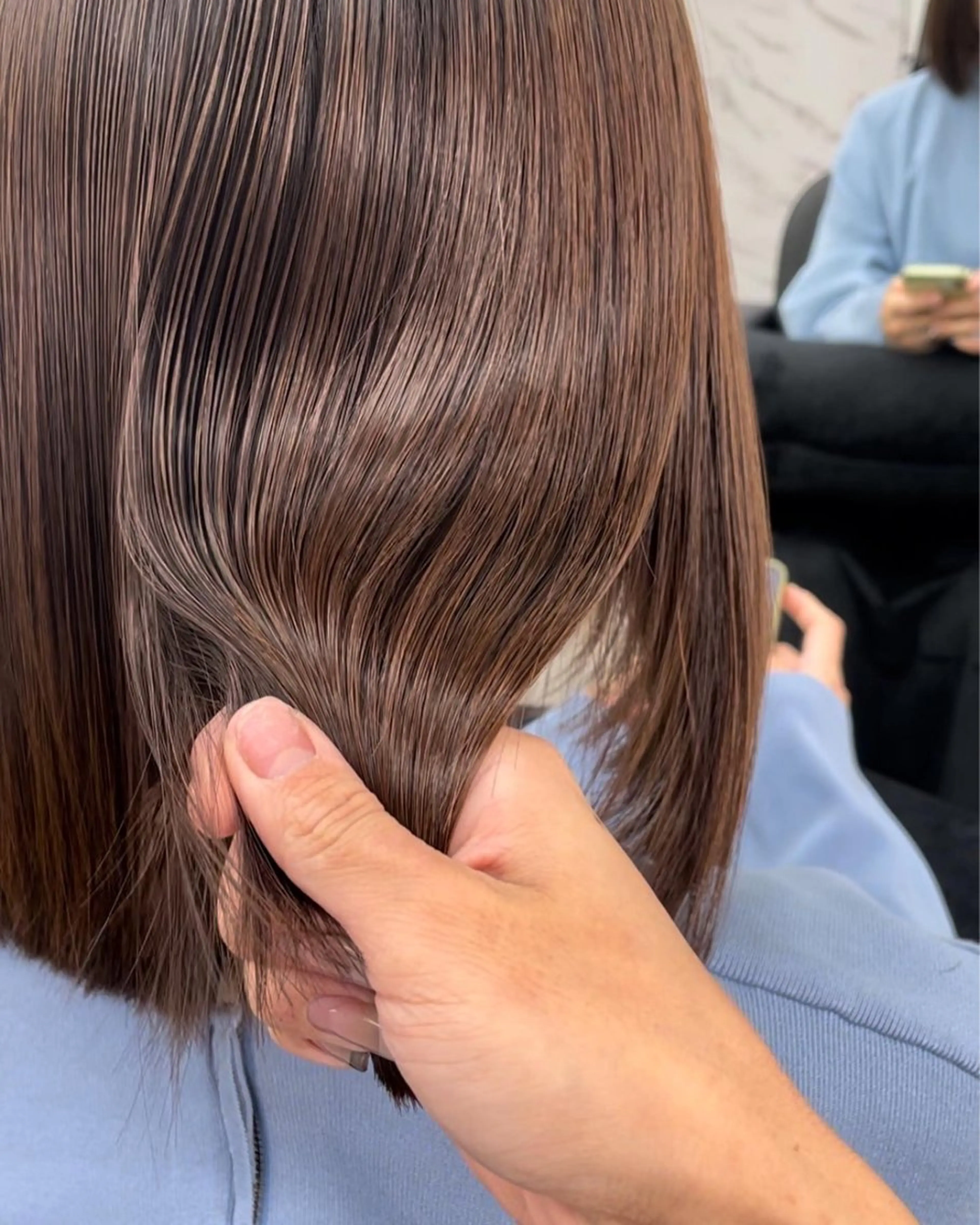 ミディアム パーマ 縮毛矯正 トリートメント 心斎橋/ブリーチなし 髪質改善/レイヤーのヘアスタイル