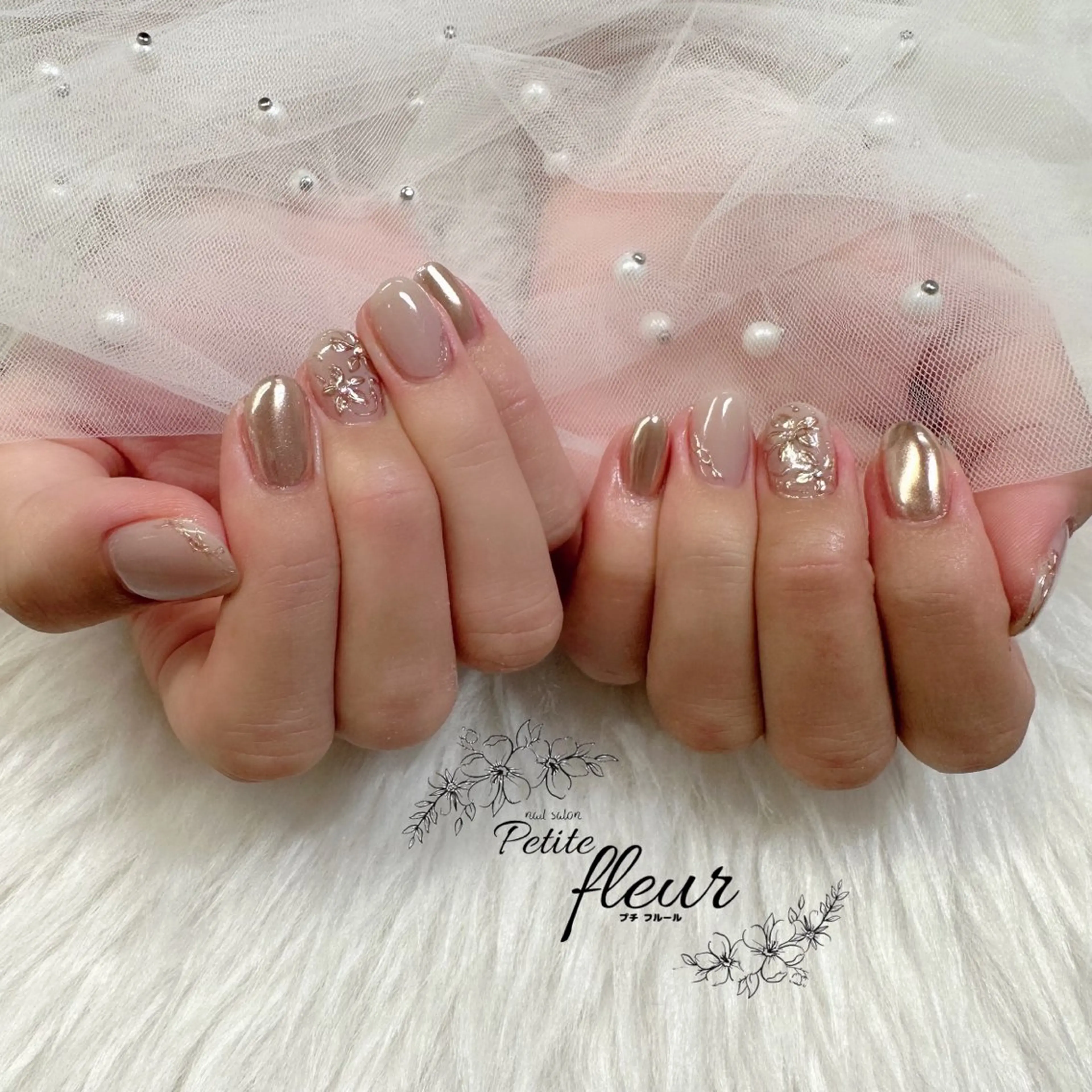 ネイル ミラーネイル ピンク ❁⃘*。Petite fleur❁⃘*りさのネイルデザイン