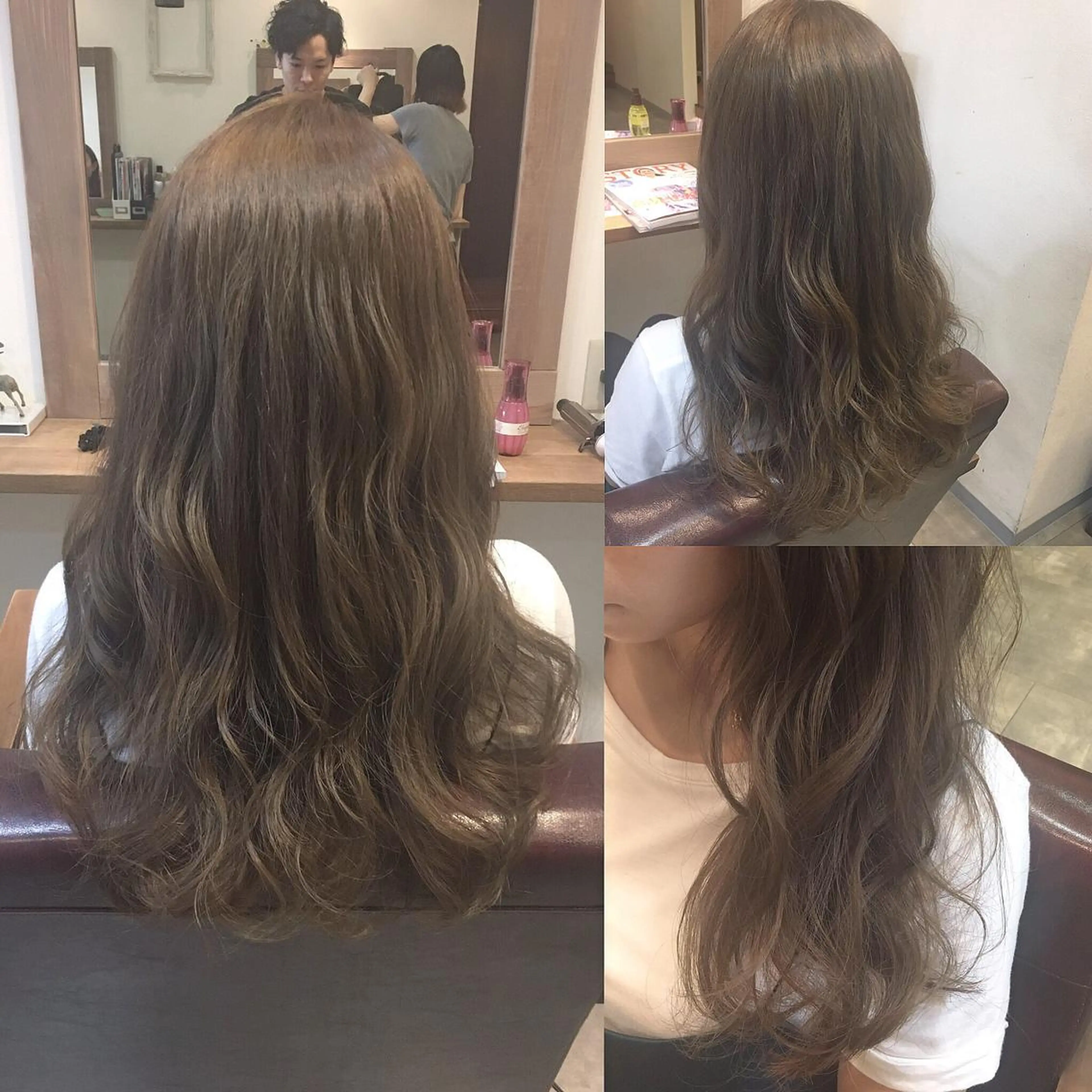 ロング カラー アッシュ ベージュカラー 透明感カラー イルミナカラー hair salon Ranun髪質改善のヘアスタイル