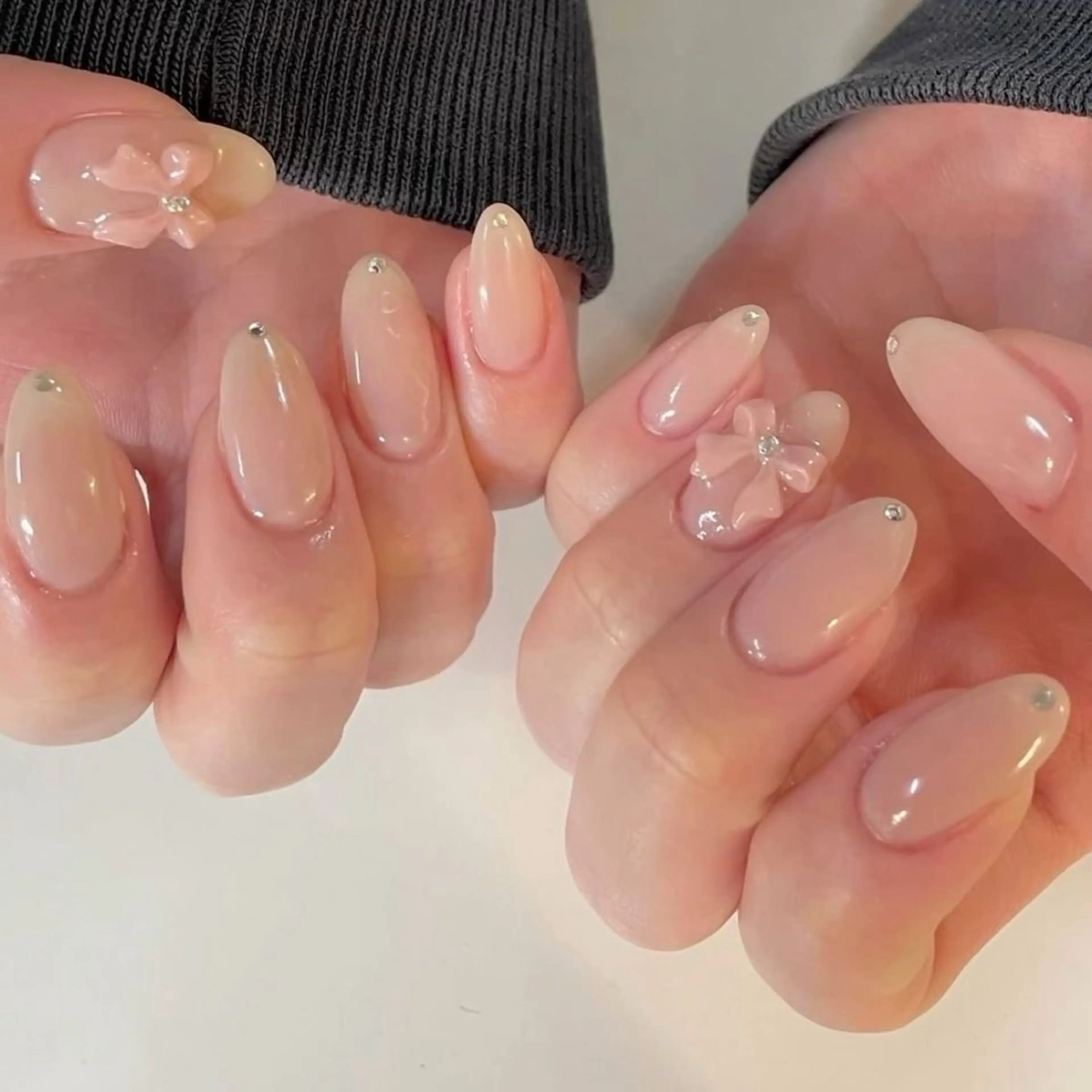 ネイル 韓国ネイル 持ち込み ニュアンスネイル ネイルチップ 冬ネイル RINN ANA.CHUOのネイルデザイン