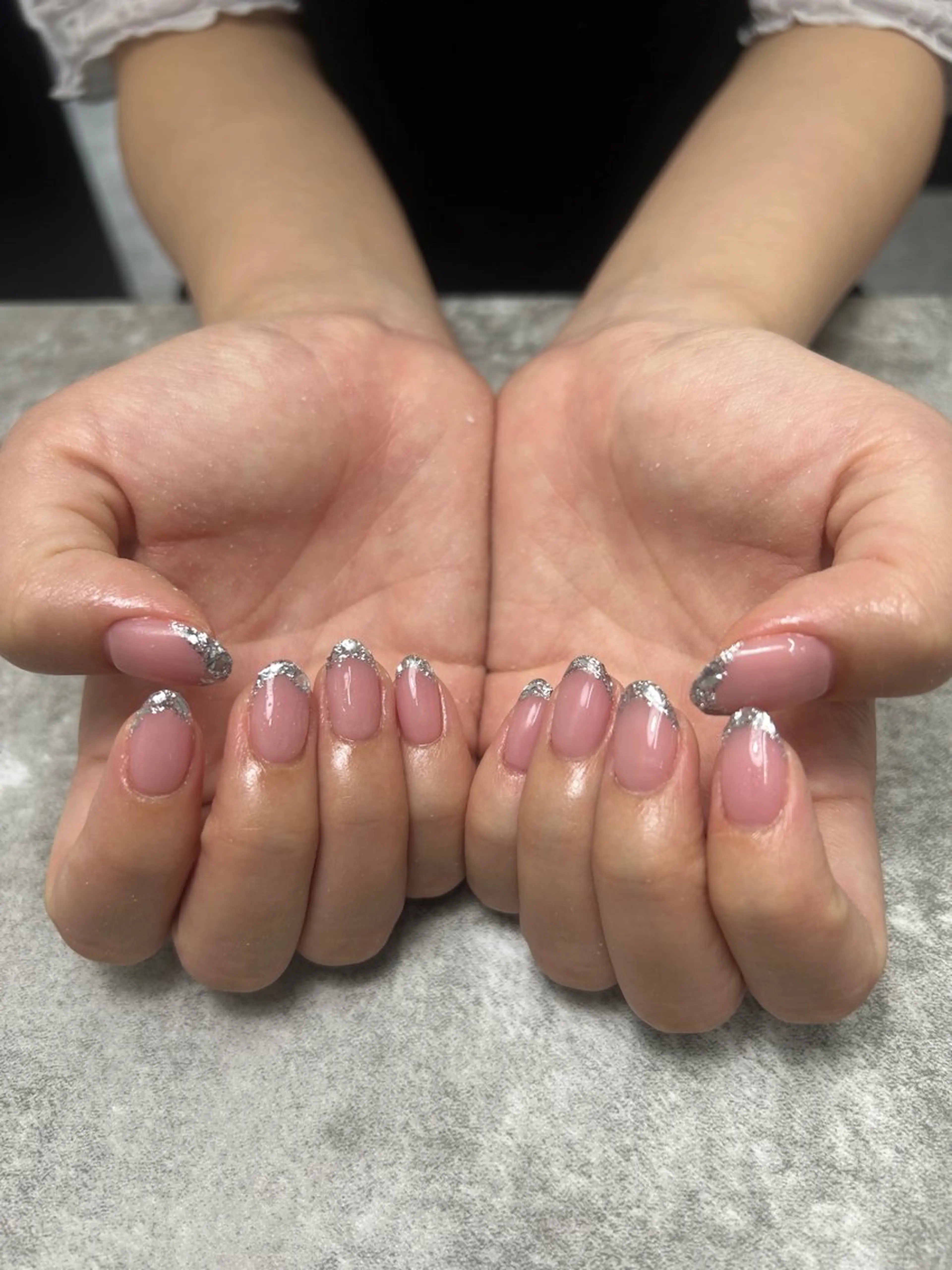 ネイル フレンチネイル ガラスフレンチ グラデーション ワンカラーネイル Naru Kelinailのネイルデザイン