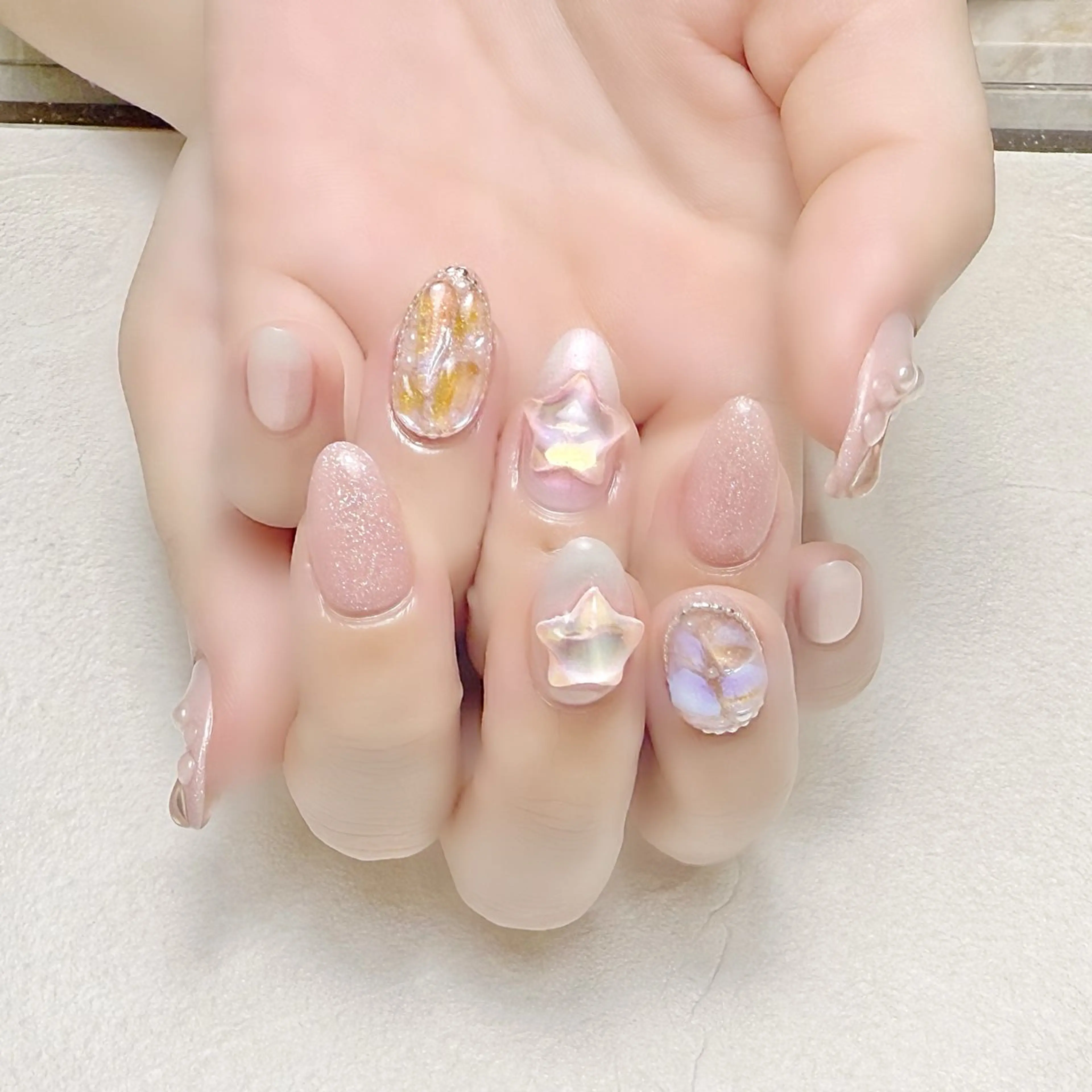 ネイル 氷ネイル・うるうるネイル ラメ(グリッター) 夏ネイル rouse nail RISATOのネイルデザイン