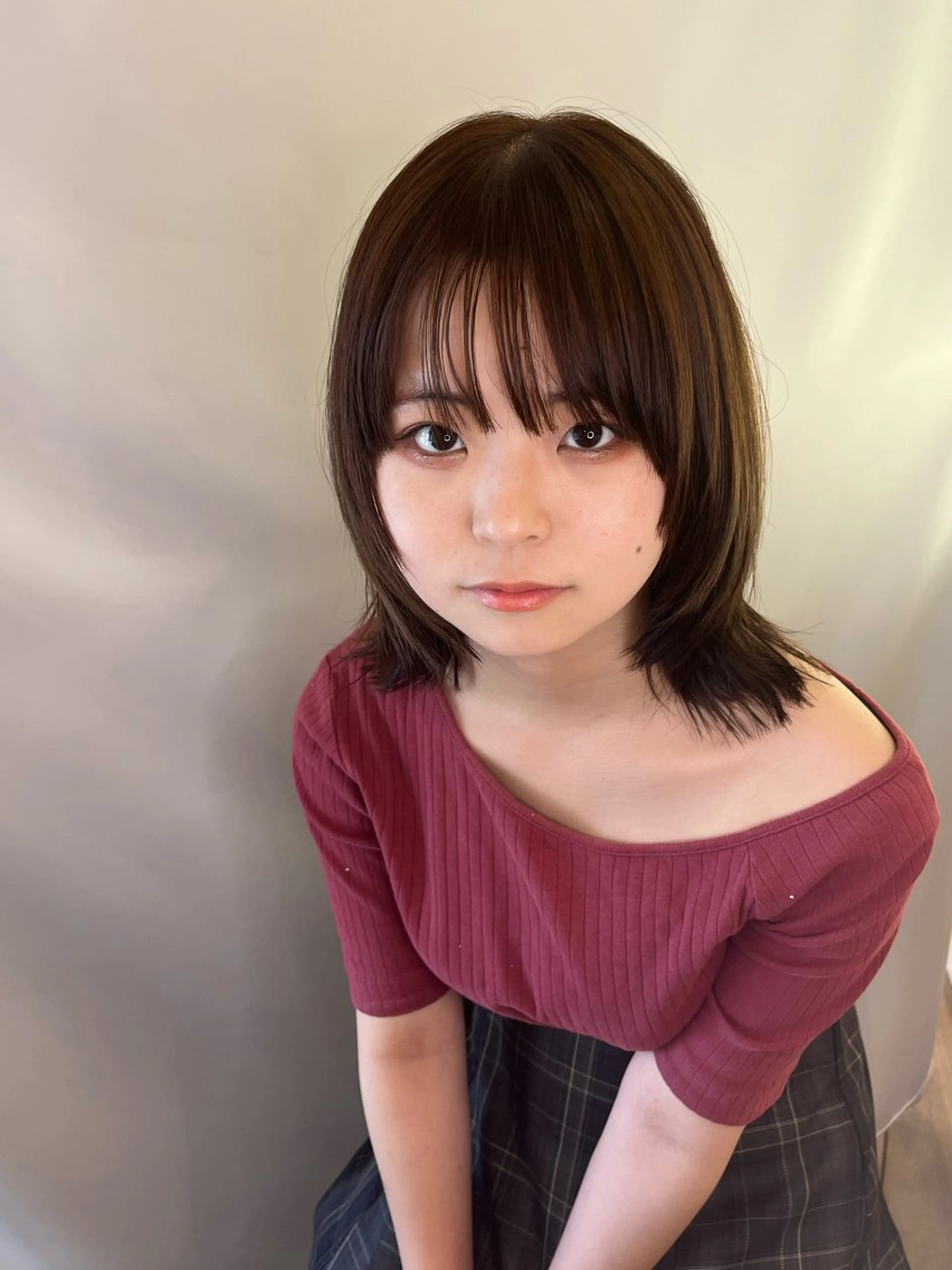 ミディアム 顔周りカット ウルフカット 角田 琉希也のヘアスタイル