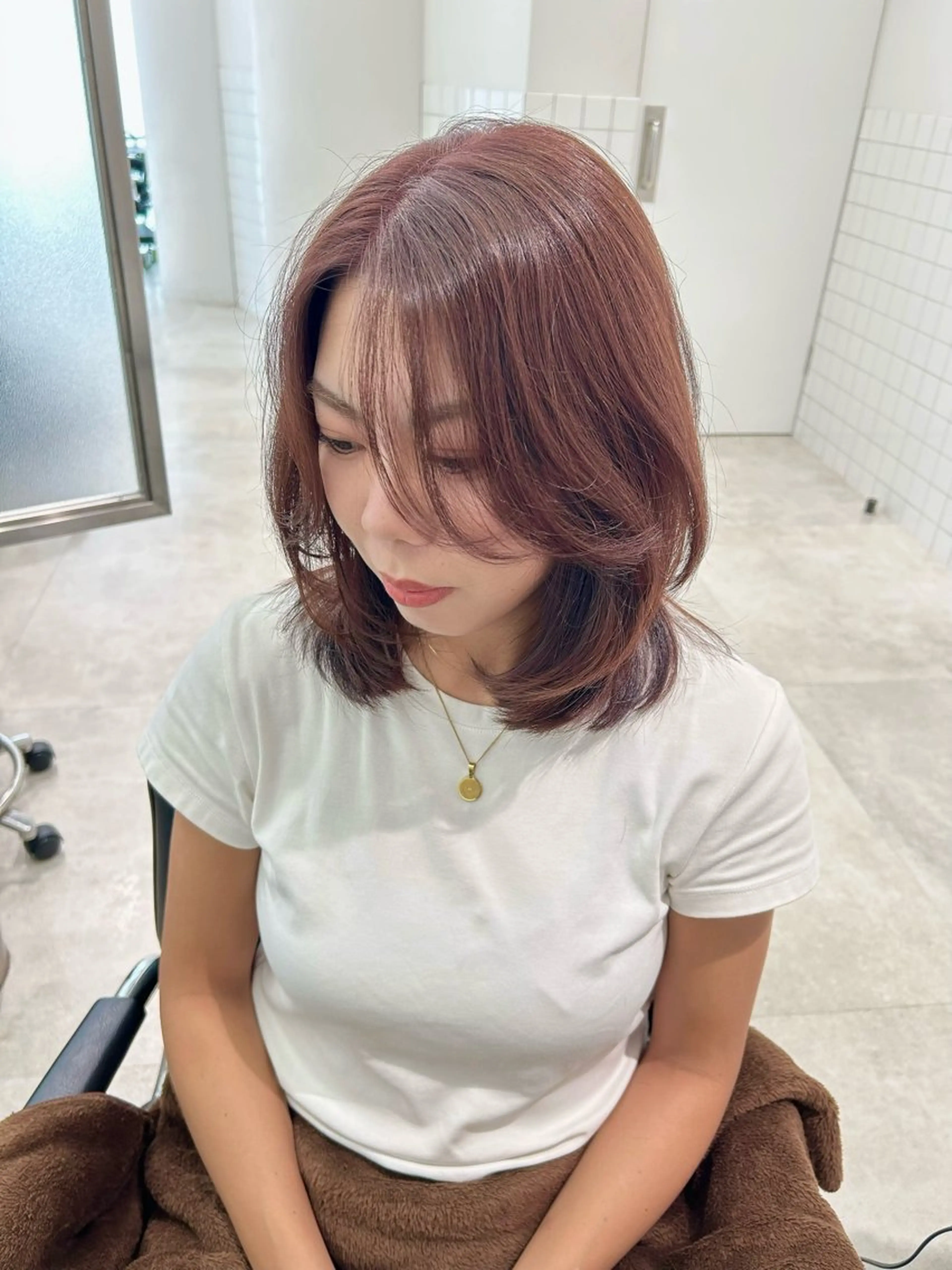 ミディアム レイヤーカット GO TODAY  SHAIR SALON 梅田NU茶屋町店所属・田中成美/レイヤー カット/透明感カラーのヘアスタイル