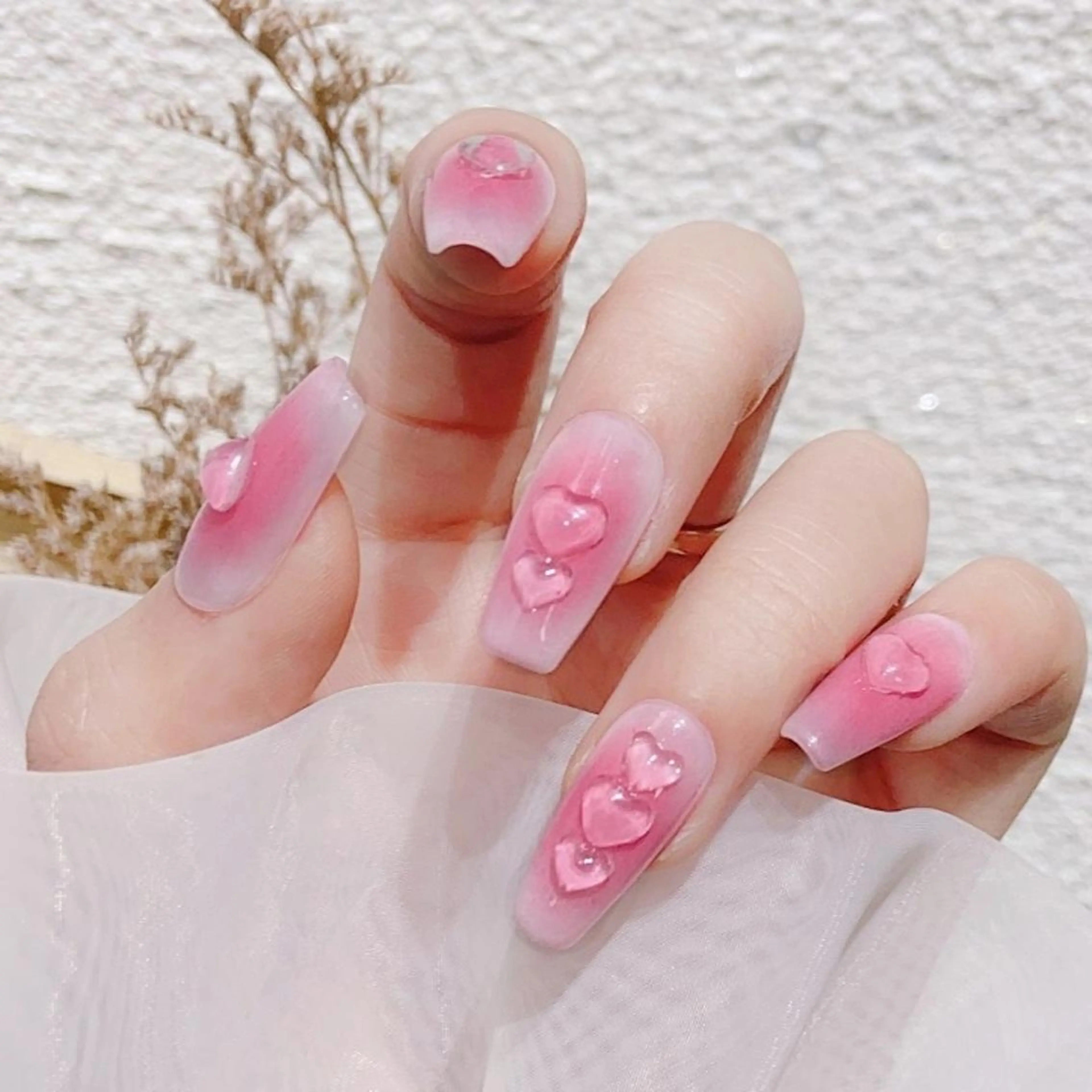 ネイル チークネイル ハンドネイル ネイリストゆか💅 長さだし、深爪矯正のネイルデザイン