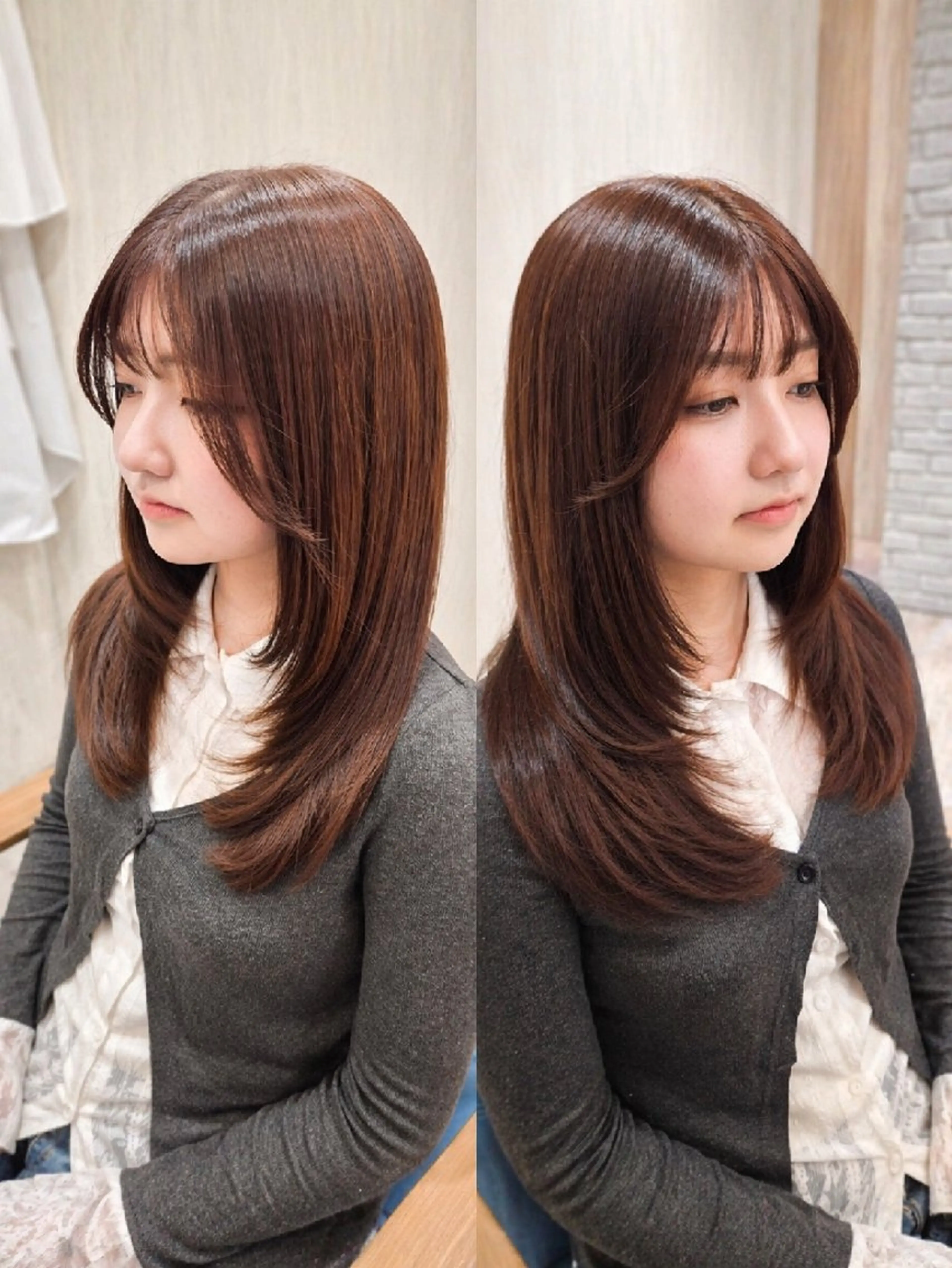 セミロング カラー 顔周りカット 髪質改善 レイヤーカット トリートメント カット ヘアカラー トリートメント レイヤーカット/ 髪質改善/代表西村のヘアスタイル