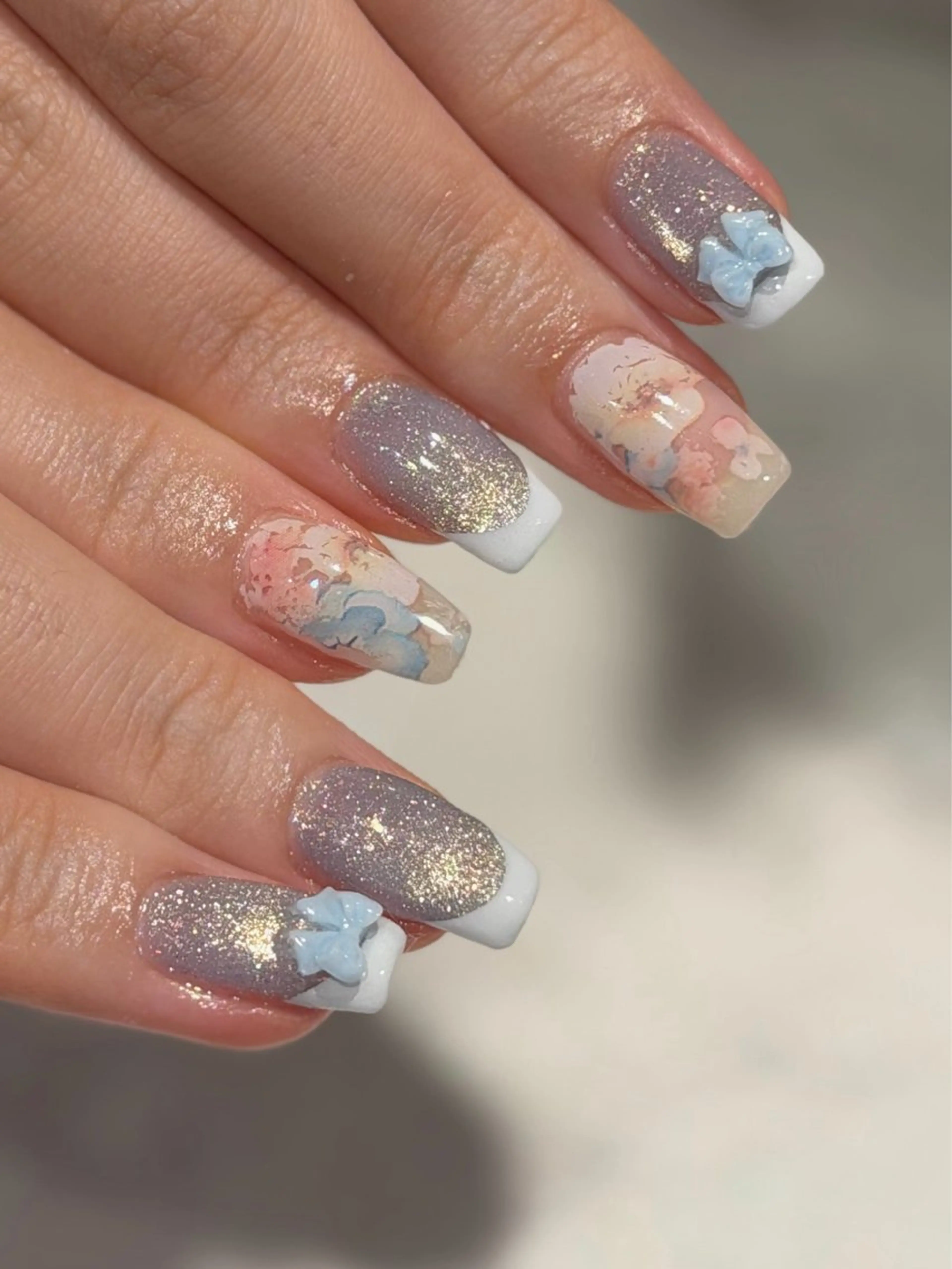 ネイル アートネイル 春ネイル nailsalon moe.所属・yume 大人ガーリーネイルのネイルデザイン