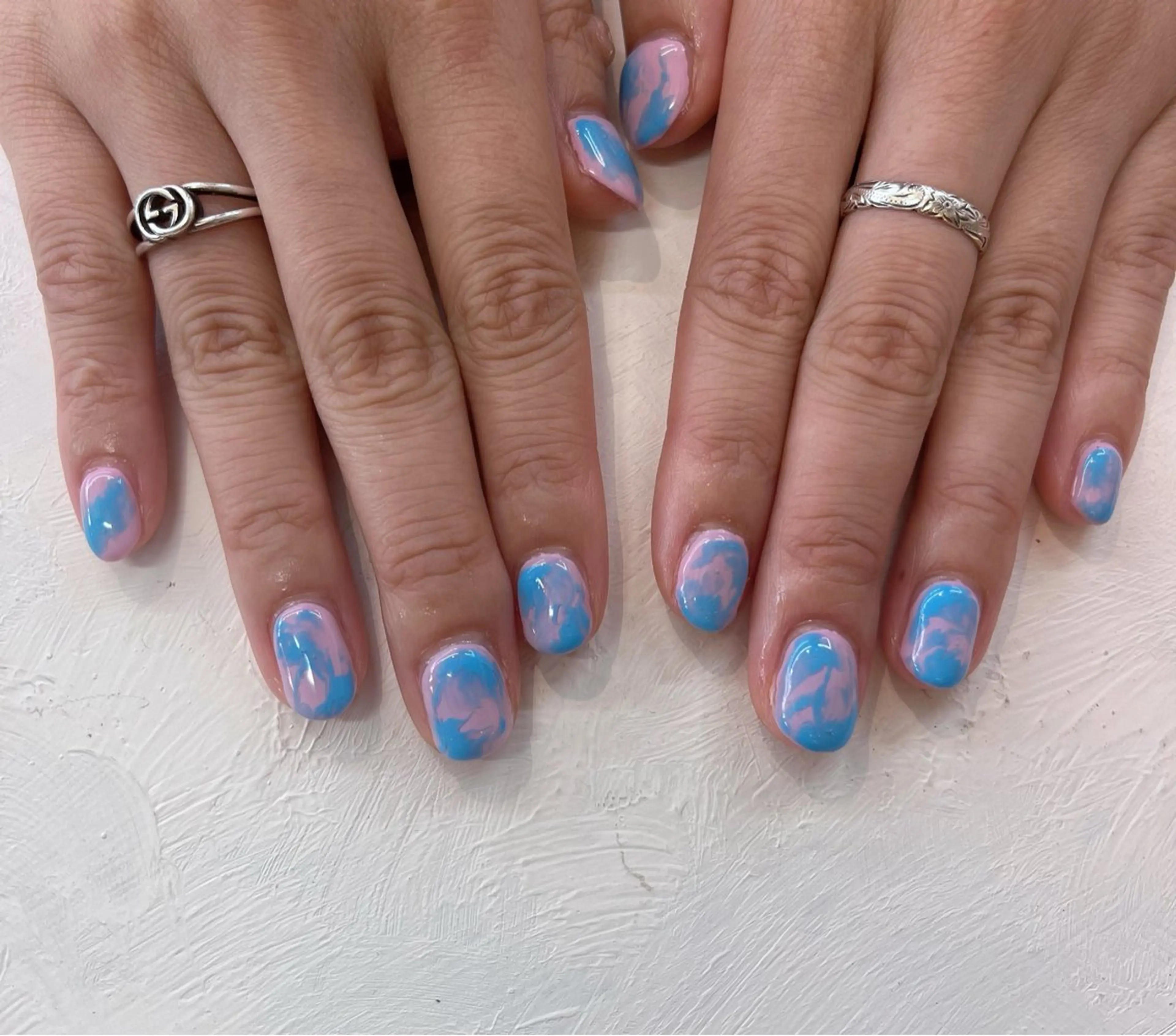 ネイル 大理石ネイル(マーブル) ハンドネイル ハンドケア 羽兼 楓夏のマツエク・マツパデザイン
