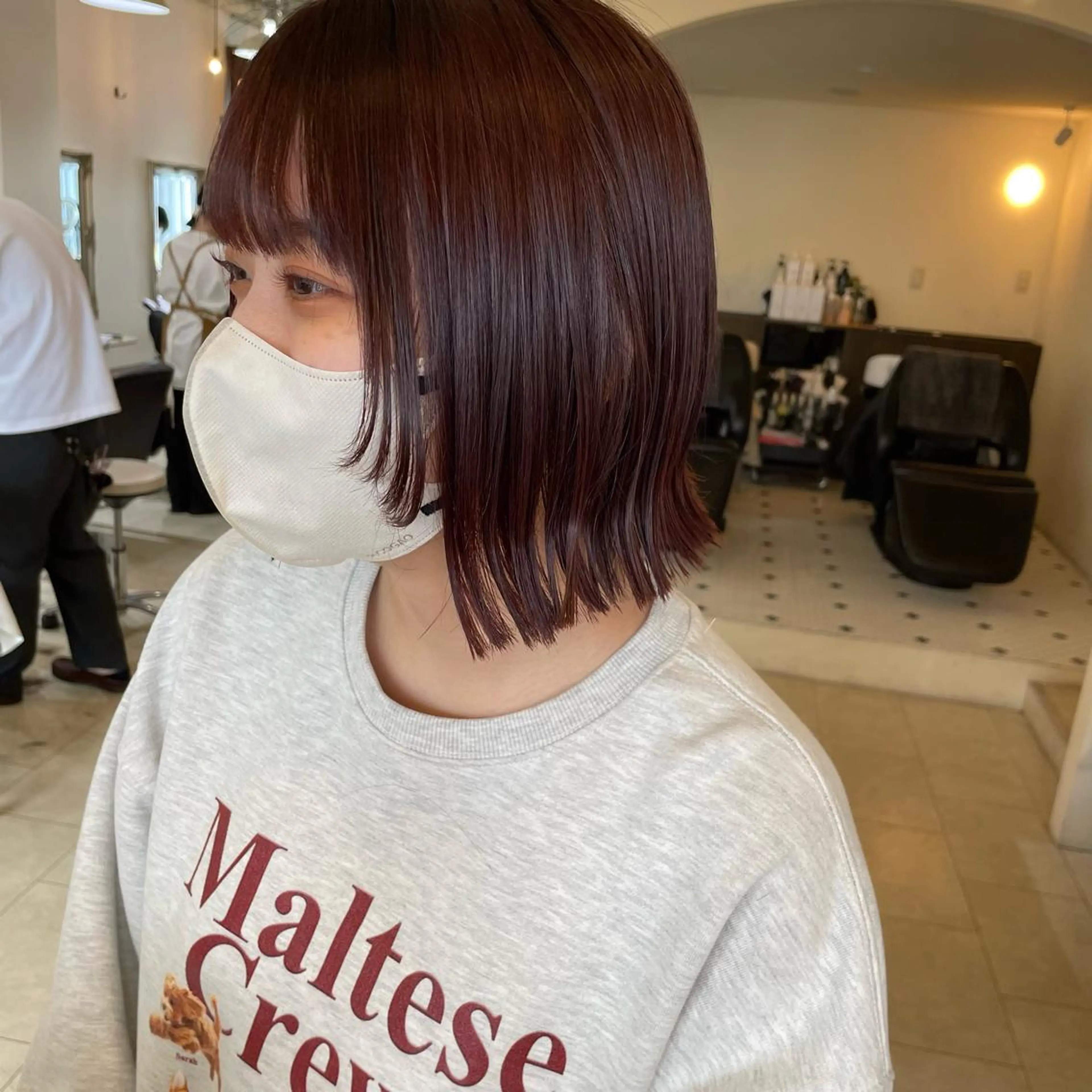 ショート カラー ブラウンカラー レッドカラー レッドブラウン ボブ ウルフカット ボブウルフ／ボブ Satsuki【名駅のヘアスタイル