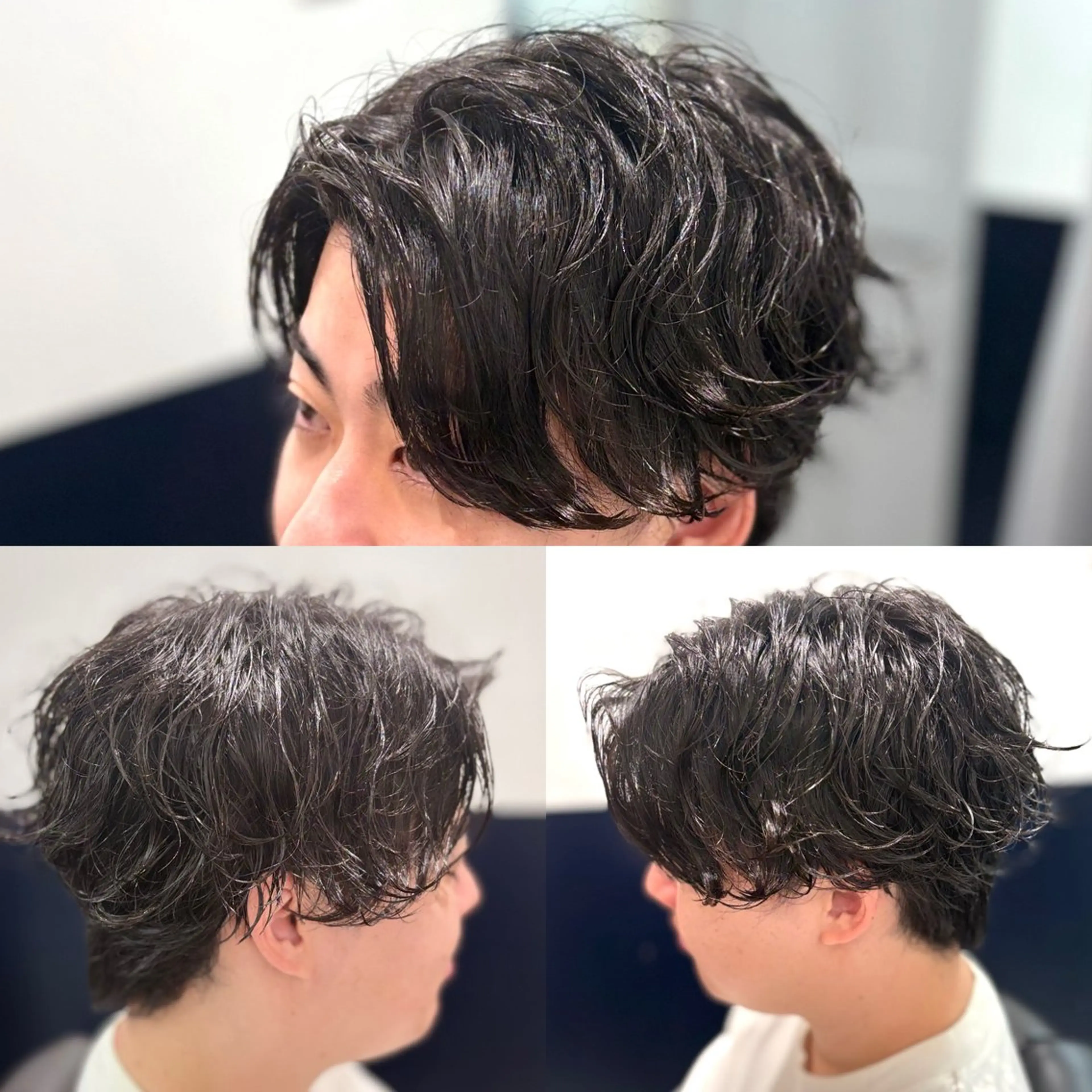 ミディアム パーマ メンズ カット パーマ メンズカットフェード パーマ/前山竜貴のヘアスタイル