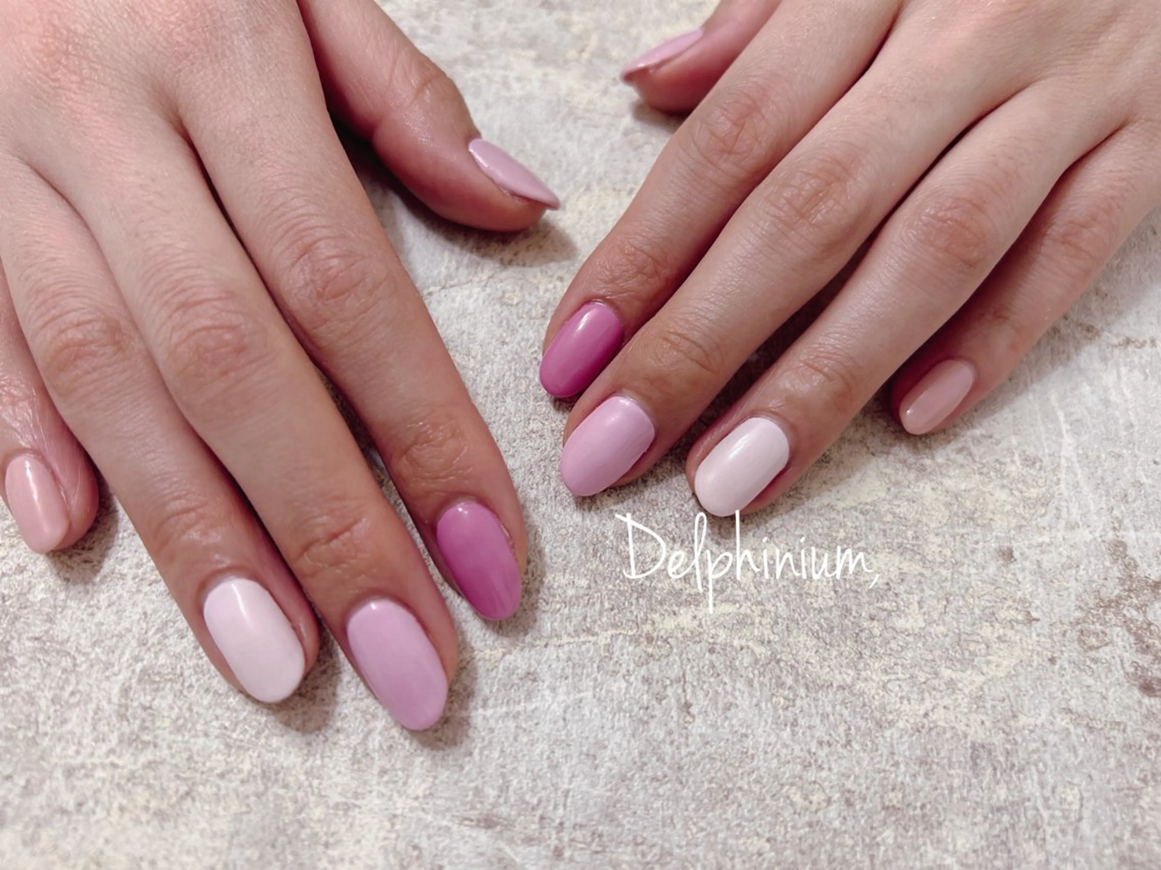 ネイル ワンカラーネイル ピンク バレンタイン ハンドネイル 岡本 友恵のネイルデザイン