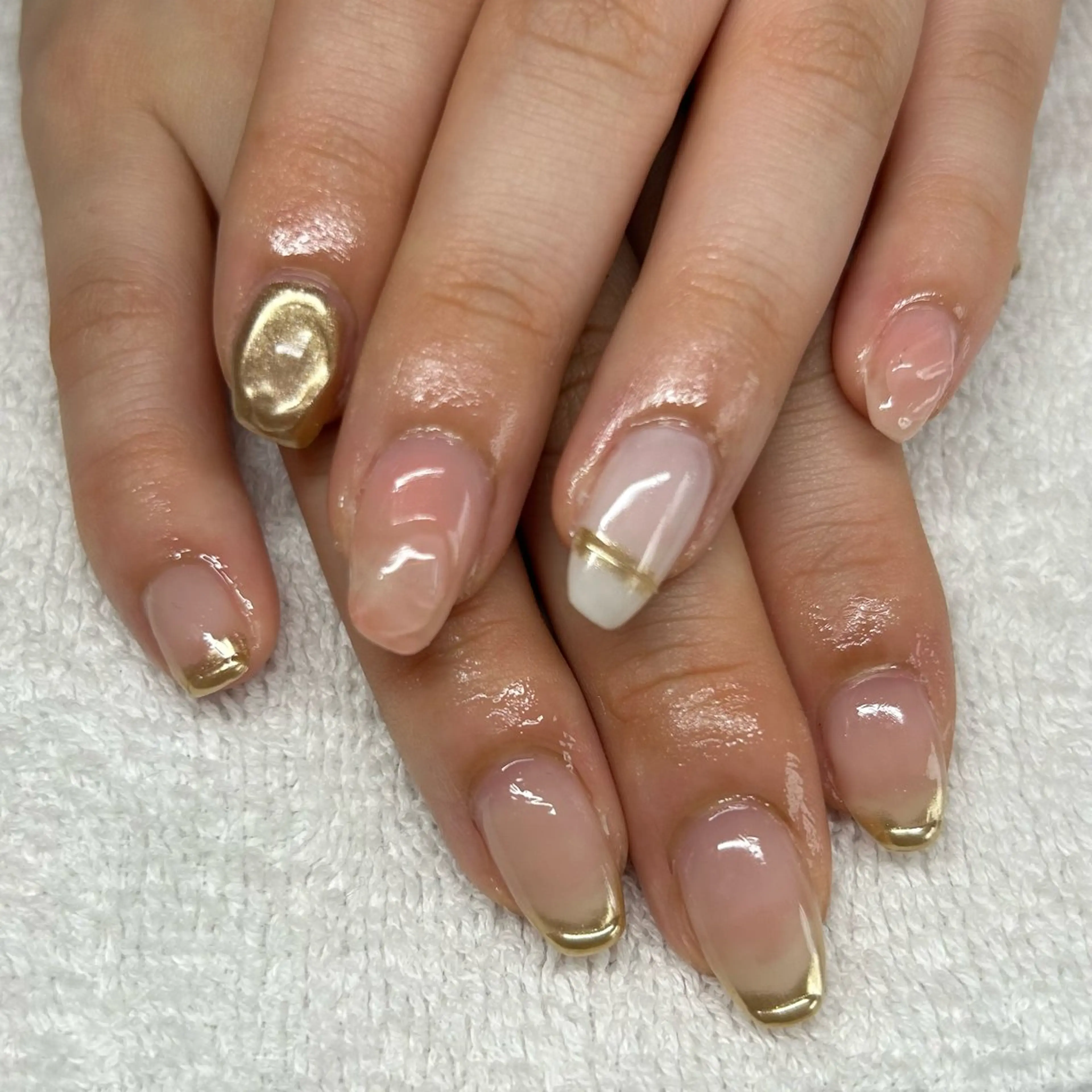 ネイル フレンチネイル ミラーネイル 持ち込み ニュアンスネイル オフィスネイル kanbara mayuのネイルデザイン