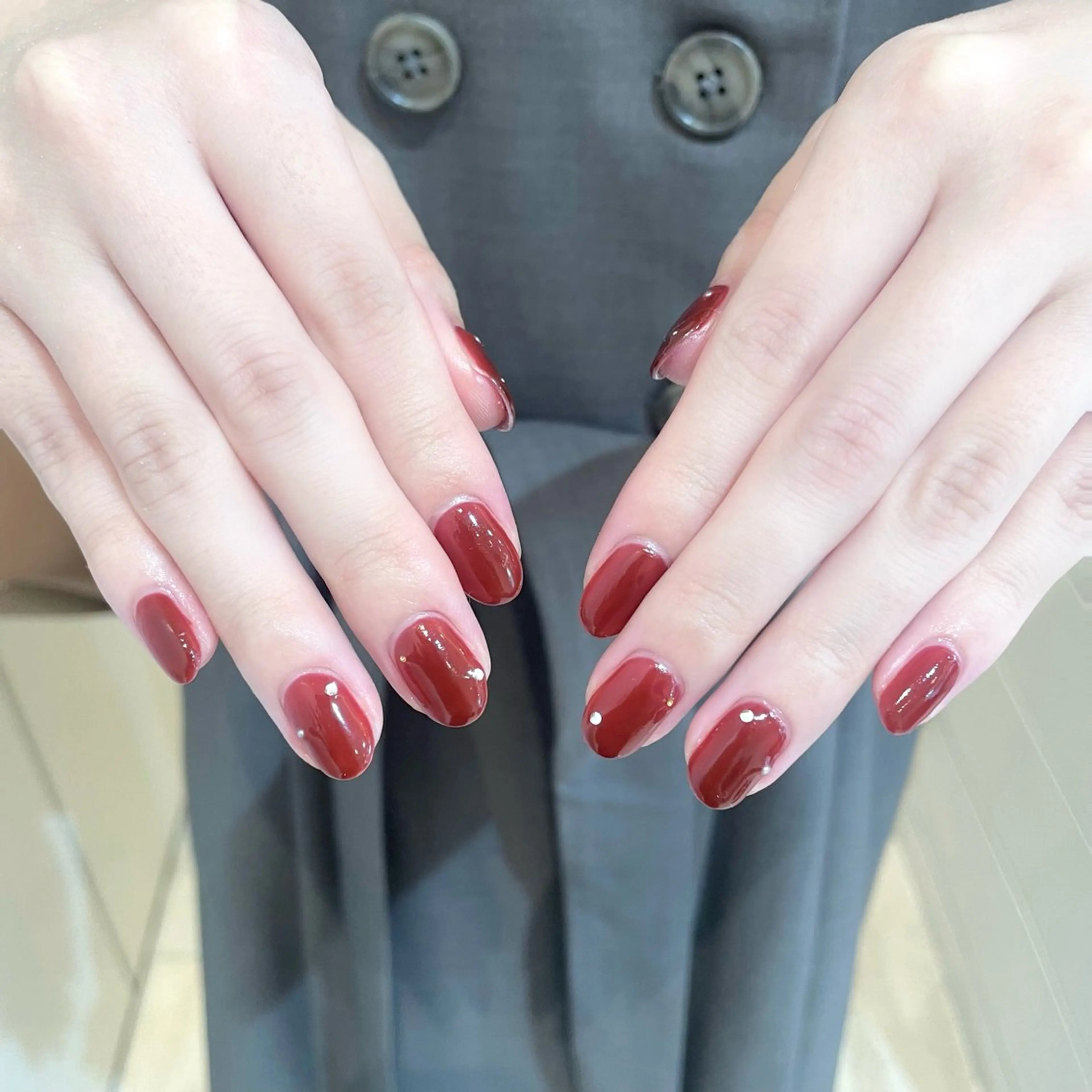 ネイル ボルドー シンプルネイル ハンドネイル Tsuki🌙/渋谷 /パラジェルのネイルデザイン