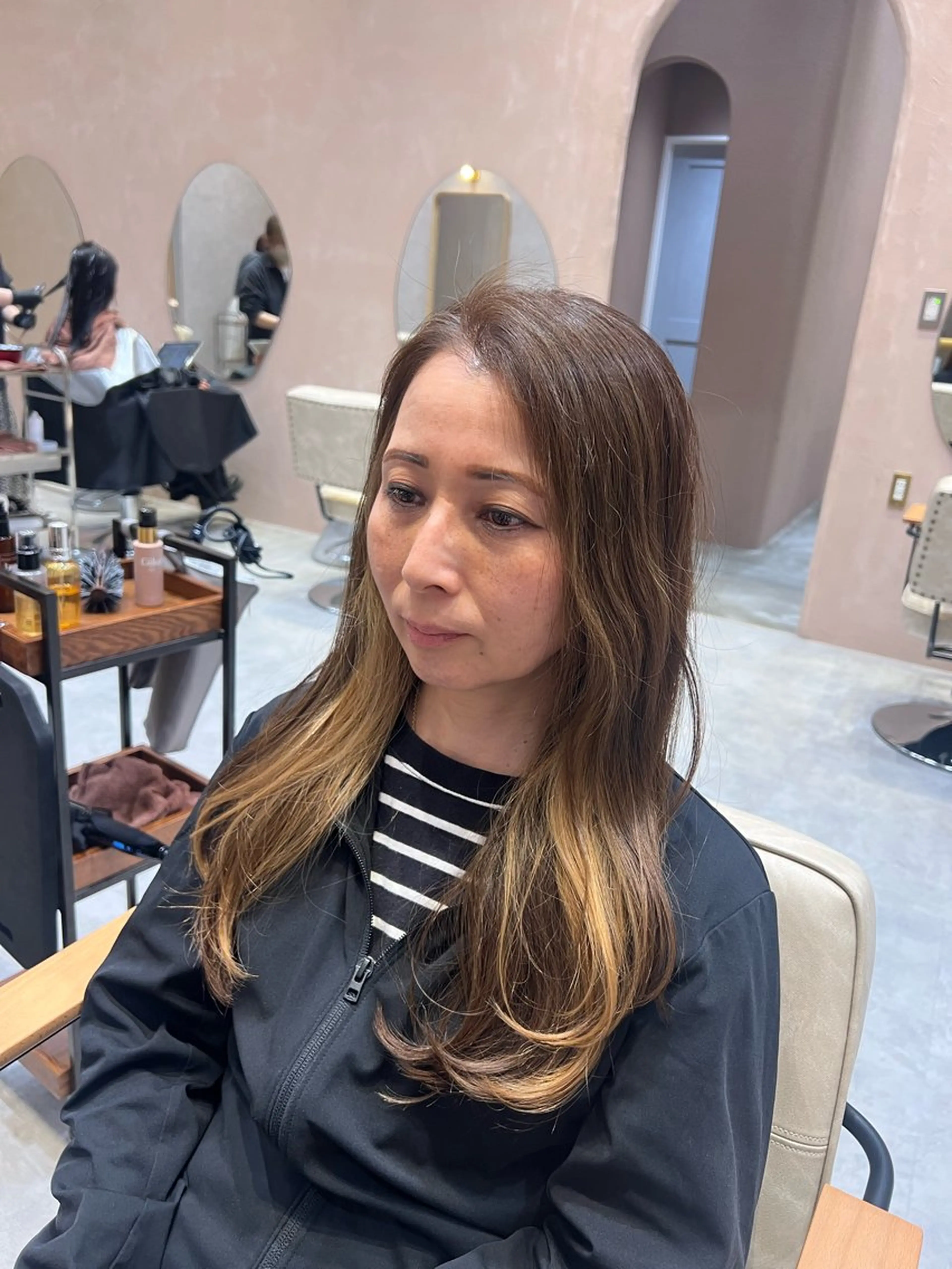 ロング カラー ブリーチ デザインカラー ダブルカラー イヤリングカラー ブリーチなしカラー 透明感/ダブルカラー /kazui🐈のヘアスタイル