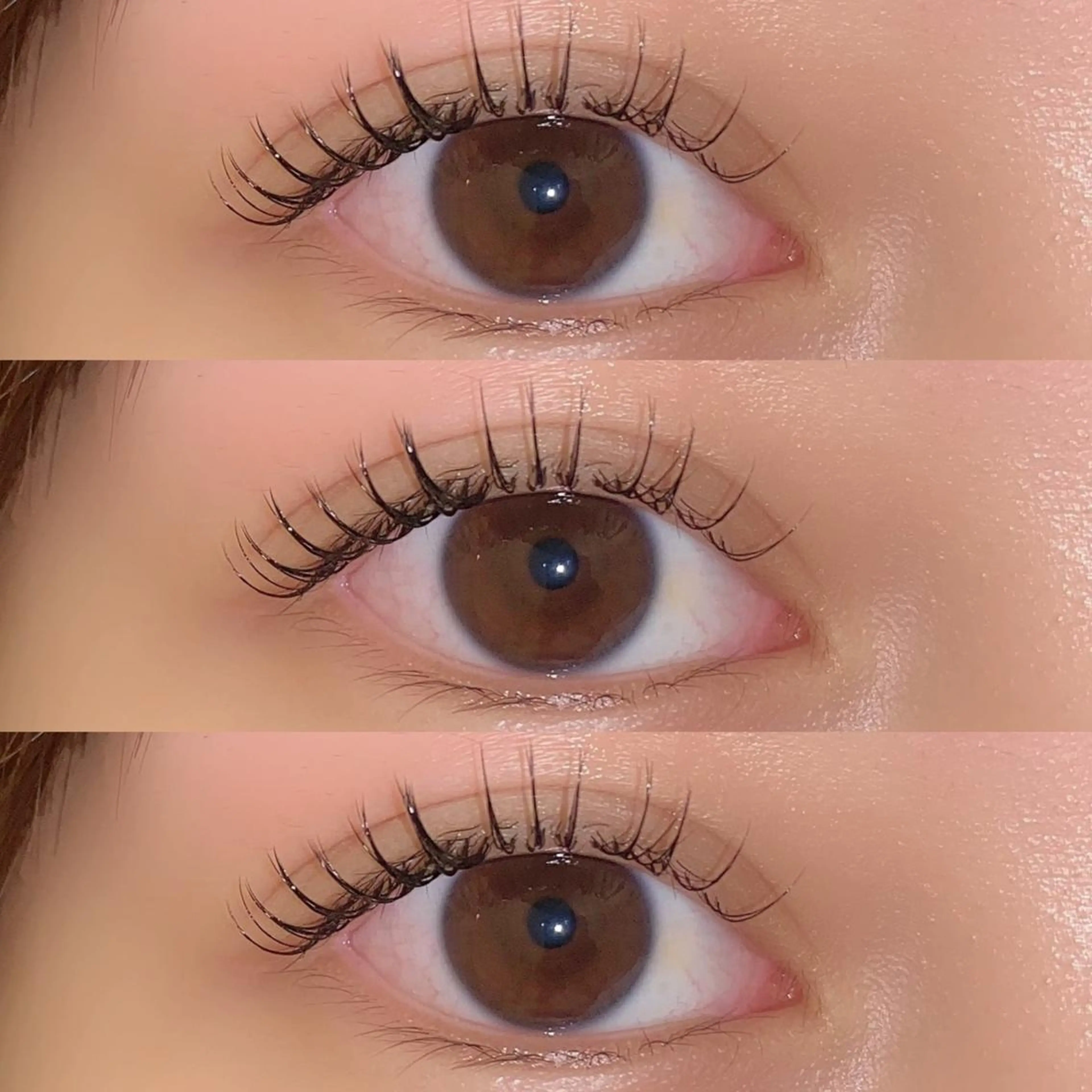 マツエク・マツパ 束感まつ毛 フラットラッシュ 韓国風マツエク パリジェンヌラッシュリフト ボリュームラッシュ 肌に馴染むハイトーン /ミルクティーカラーのヘアスタイル