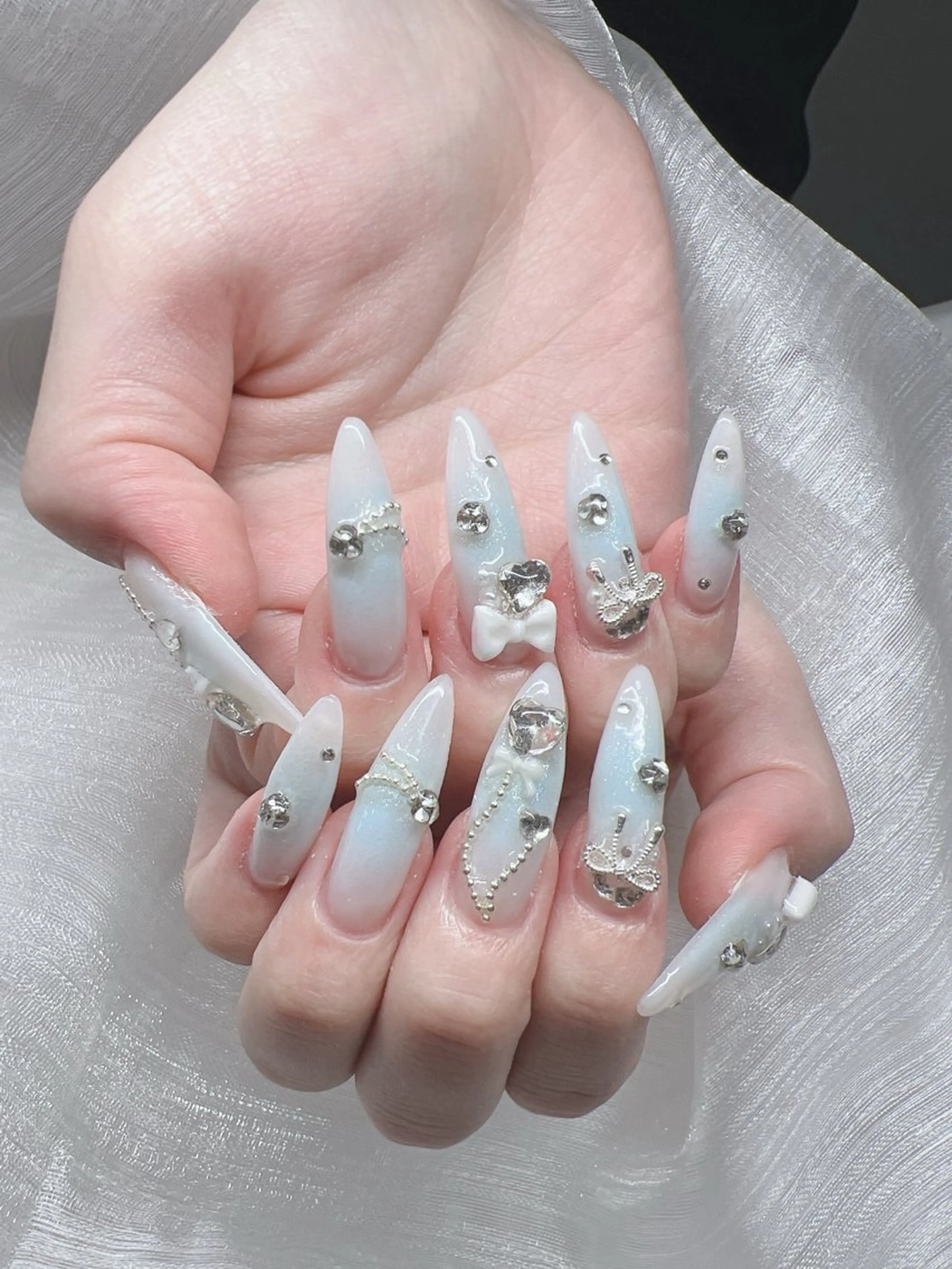ネイル 長さ出し グラデーション キラキラネイル マグネットネイル ニュアンスネイル Lee Nails チップ長さだし専門店のネイルデザイン
