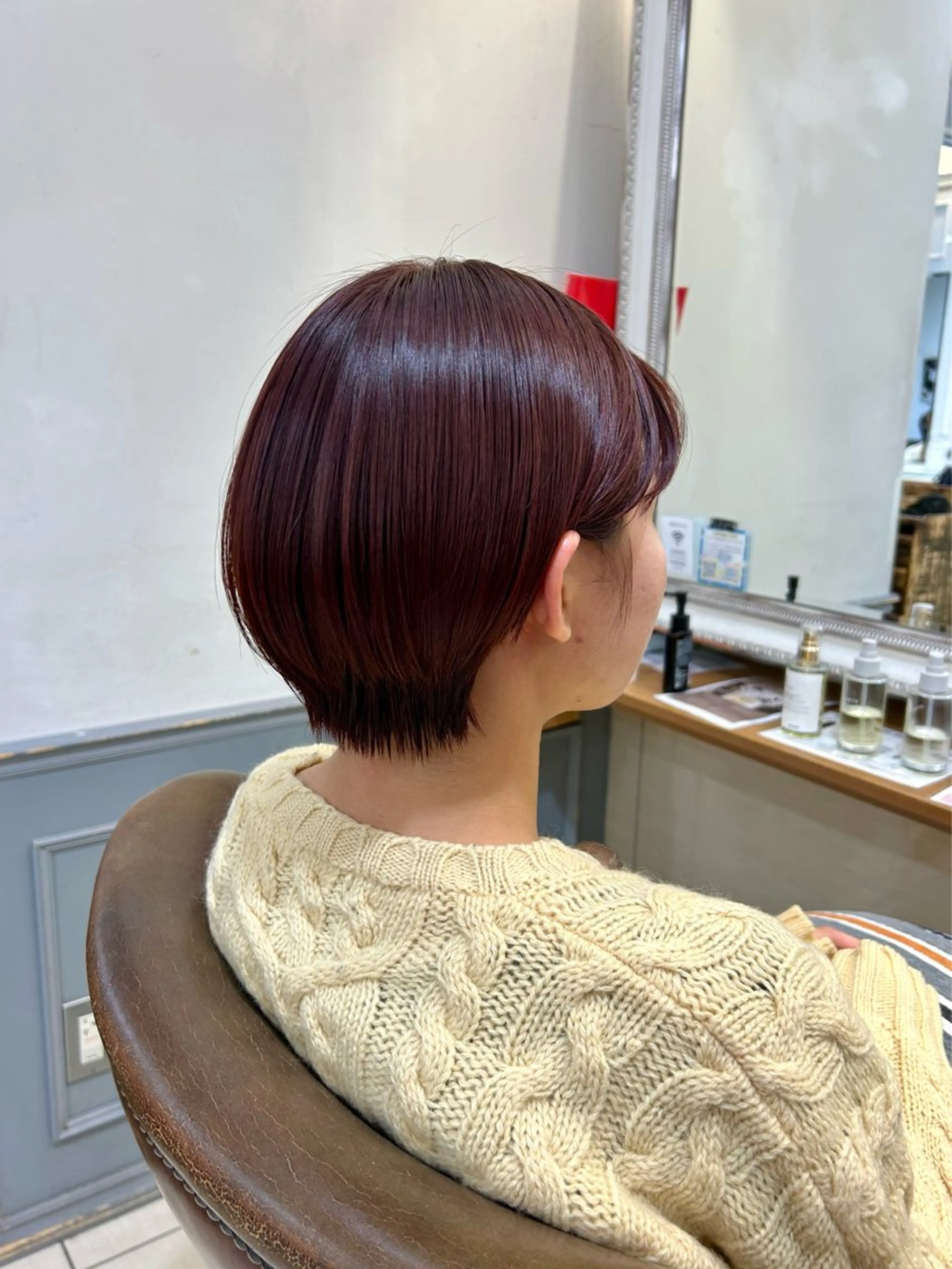 カラー ブリーチ ブリーチなしカラー レッドカラー moeka 表参道のヘアスタイル