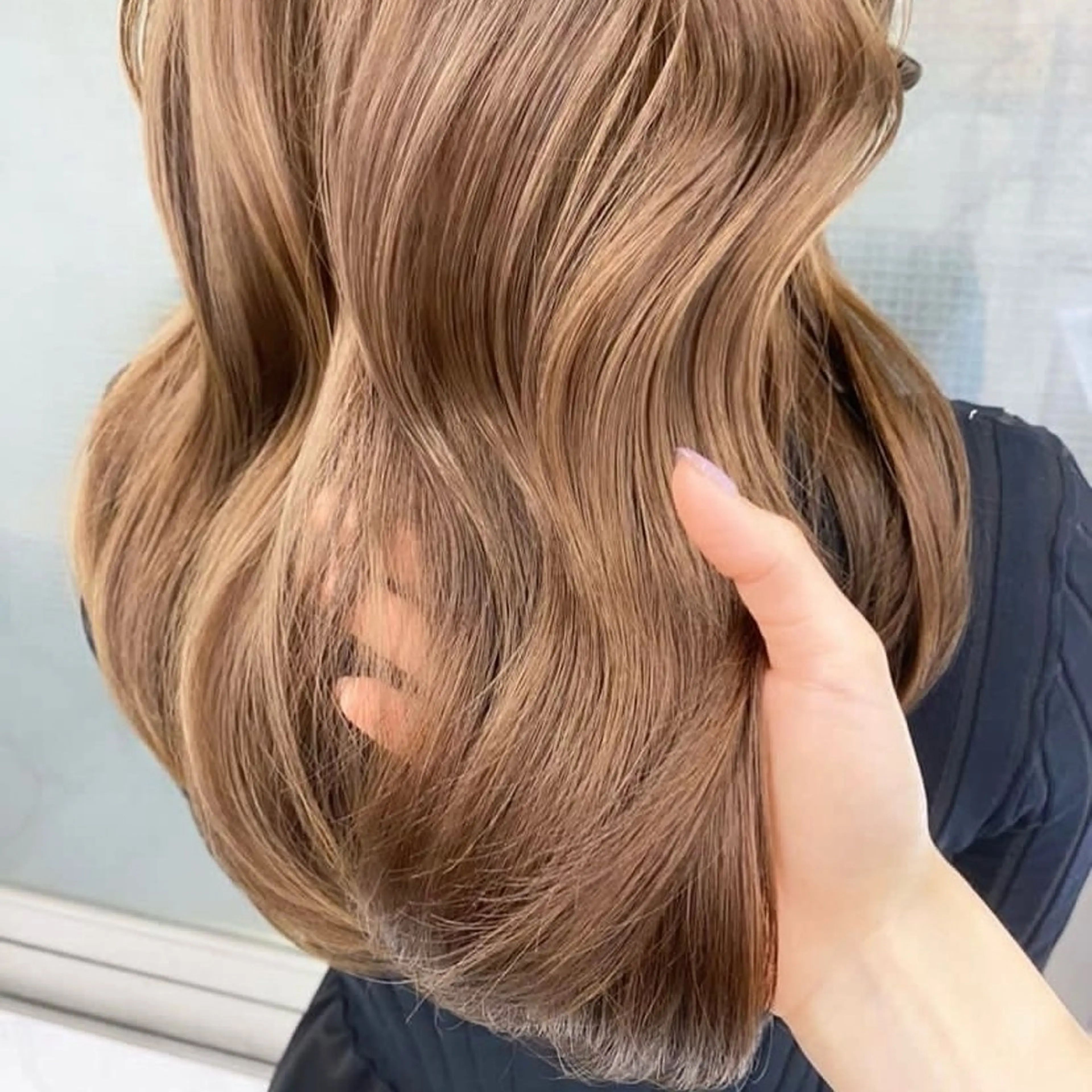 セミロング カラー アッシュ ベージュカラー 黒髪 ブルーカラー ブルーブラック カット ヘアカラー トリートメント 透明感/韓国風 🤍moeka🤍のヘアスタイル
