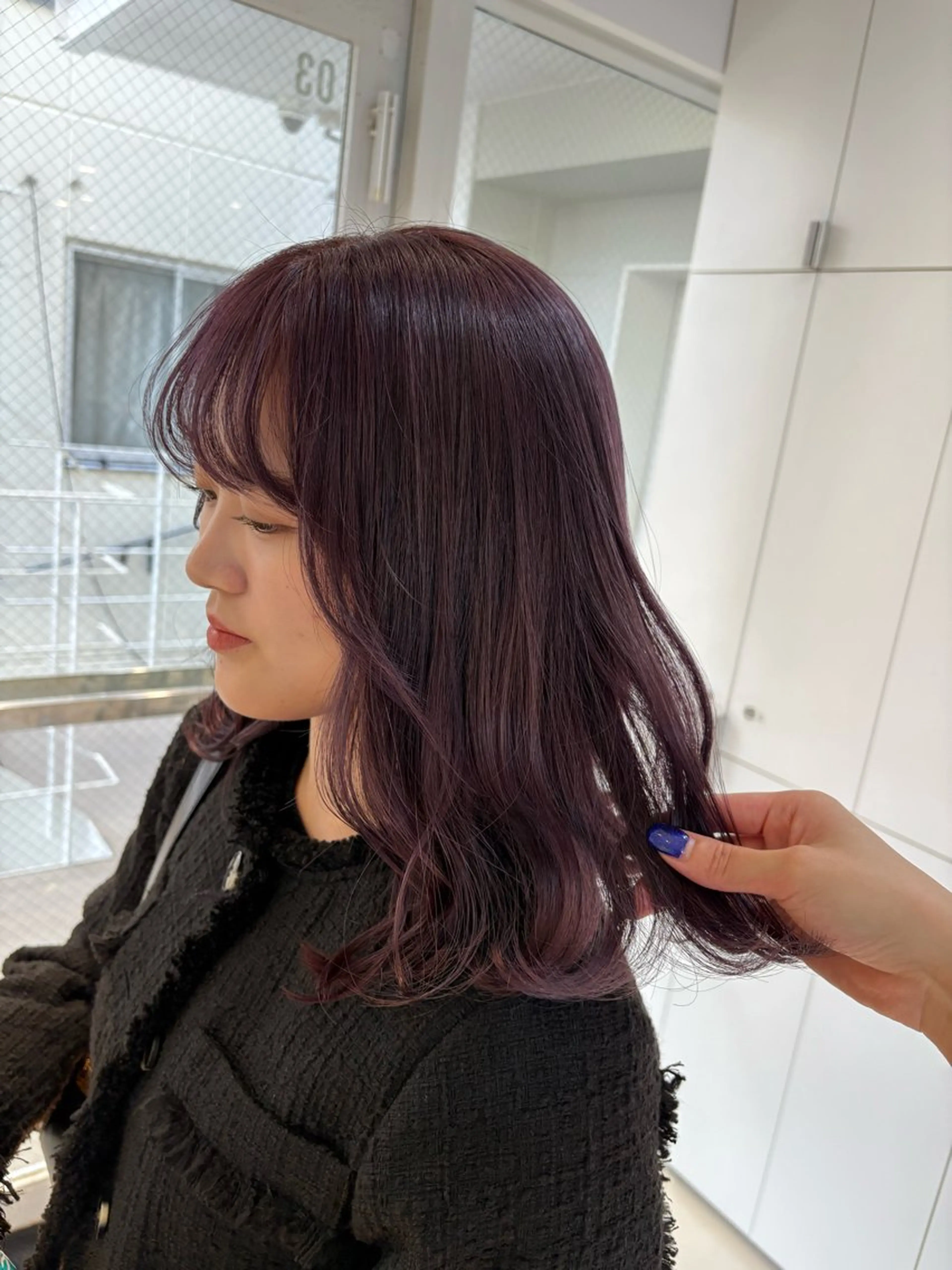 ミディアム カラー ヘアアレンジ ラベンダーカラー 暖色/レイヤーカット 🇰🇷桑原ユキネのヘアスタイル
