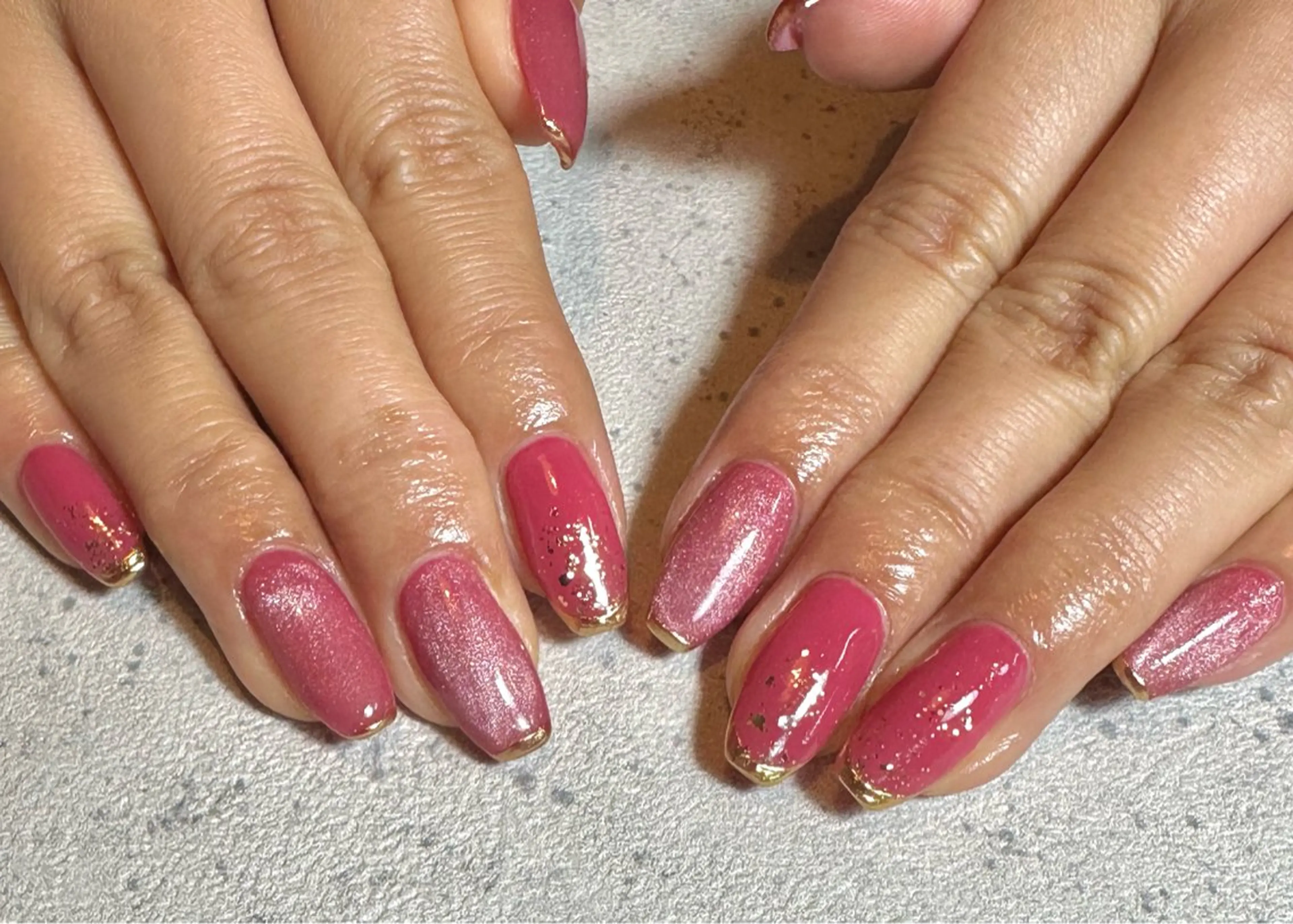 ネイル フレンチネイル マグネットネイル ピンク ハンドネイル フットネイル GéRanium Harukaのネイルデザイン