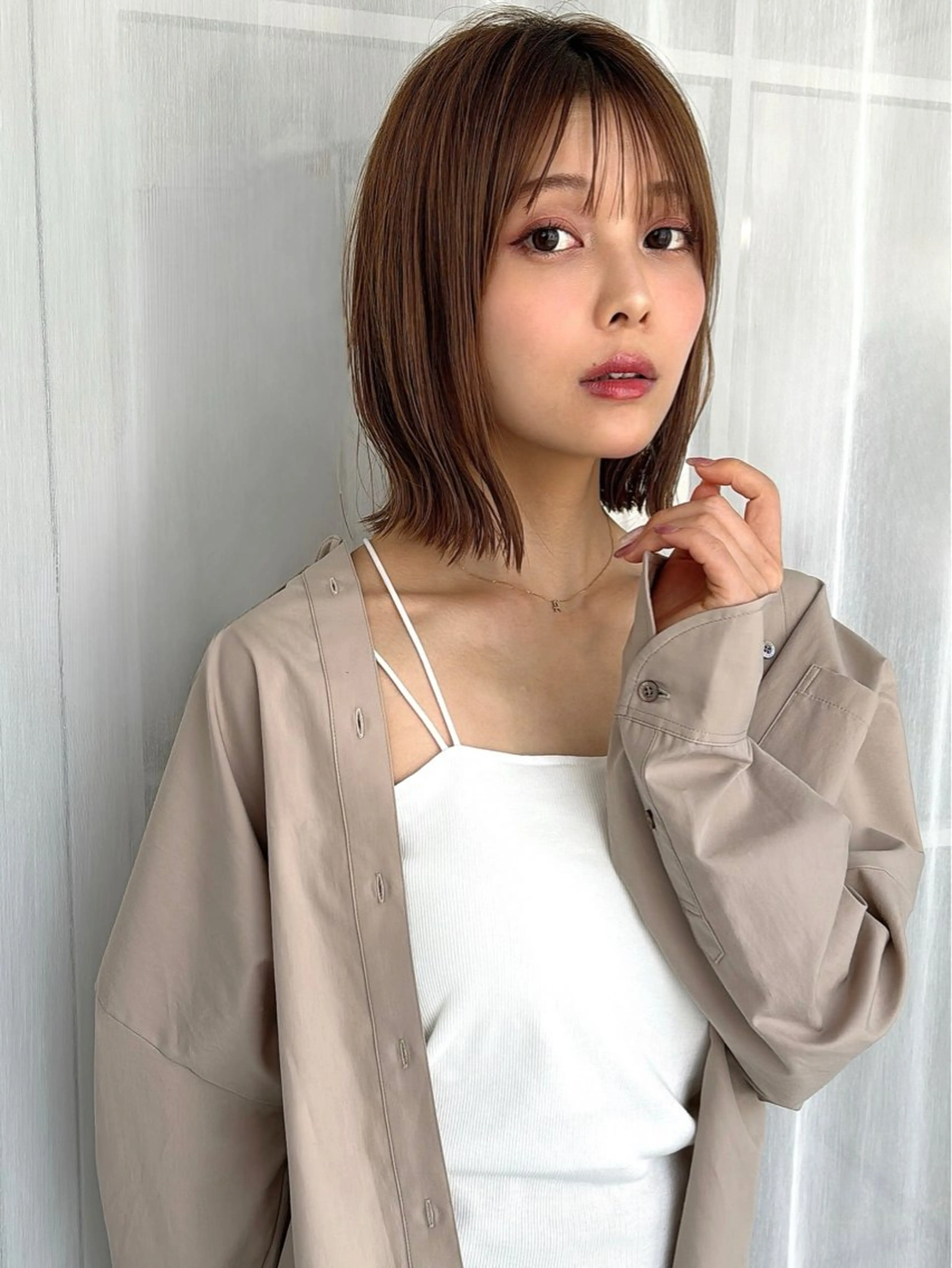 ミディアム ボブ 外ハネヘア ボブ/レイヤー /植原健太のヘアスタイル