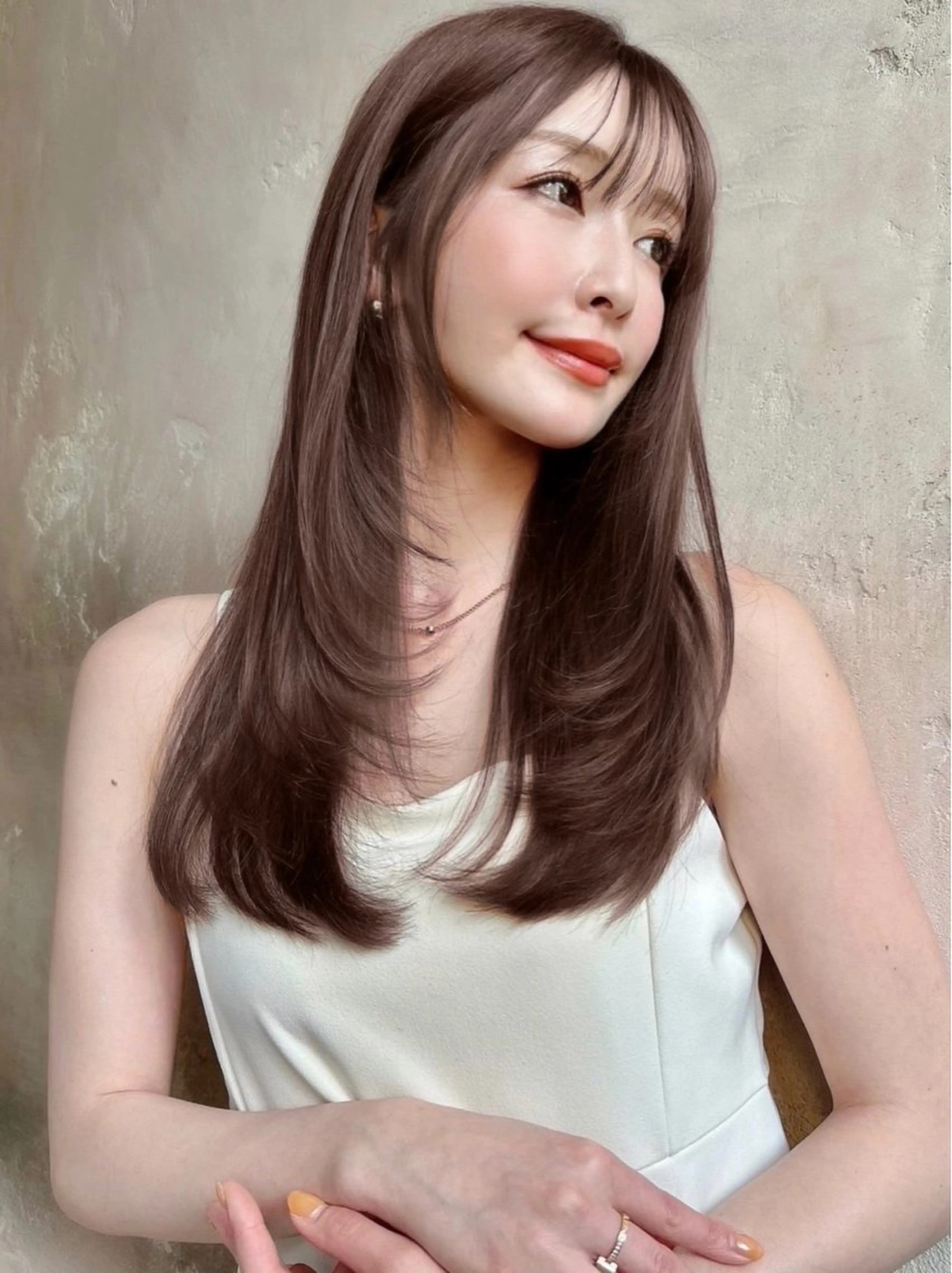 セミロング カラー 似合わせカット カット ヘアカラー トリートメント レイヤー/髪質改善 Lond ambreのヘアスタイル