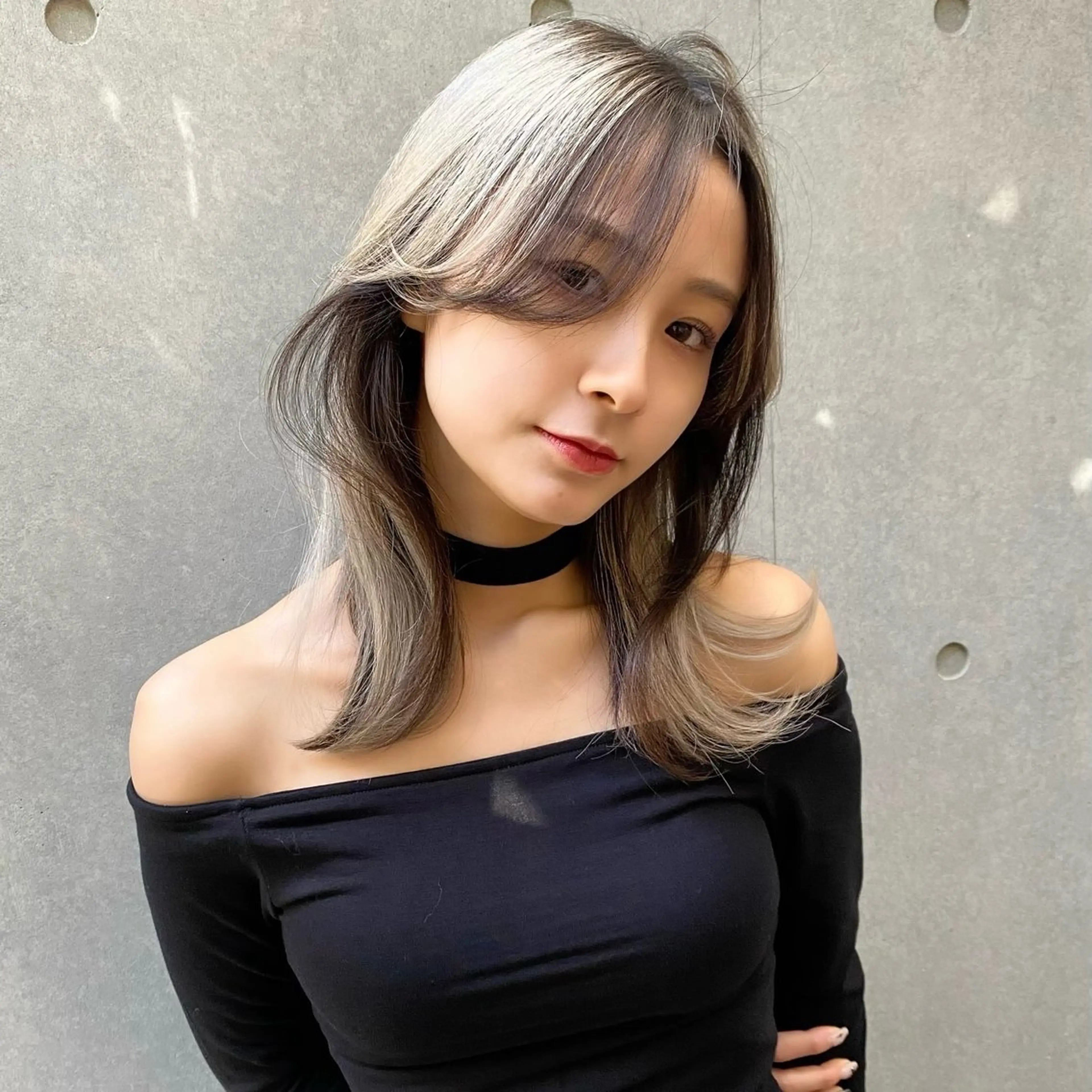 ミディアム カラー 韓国風ヘア ヘアカラー トリートメント ハイトーン/レイヤー /メンズパーマのヘアスタイル