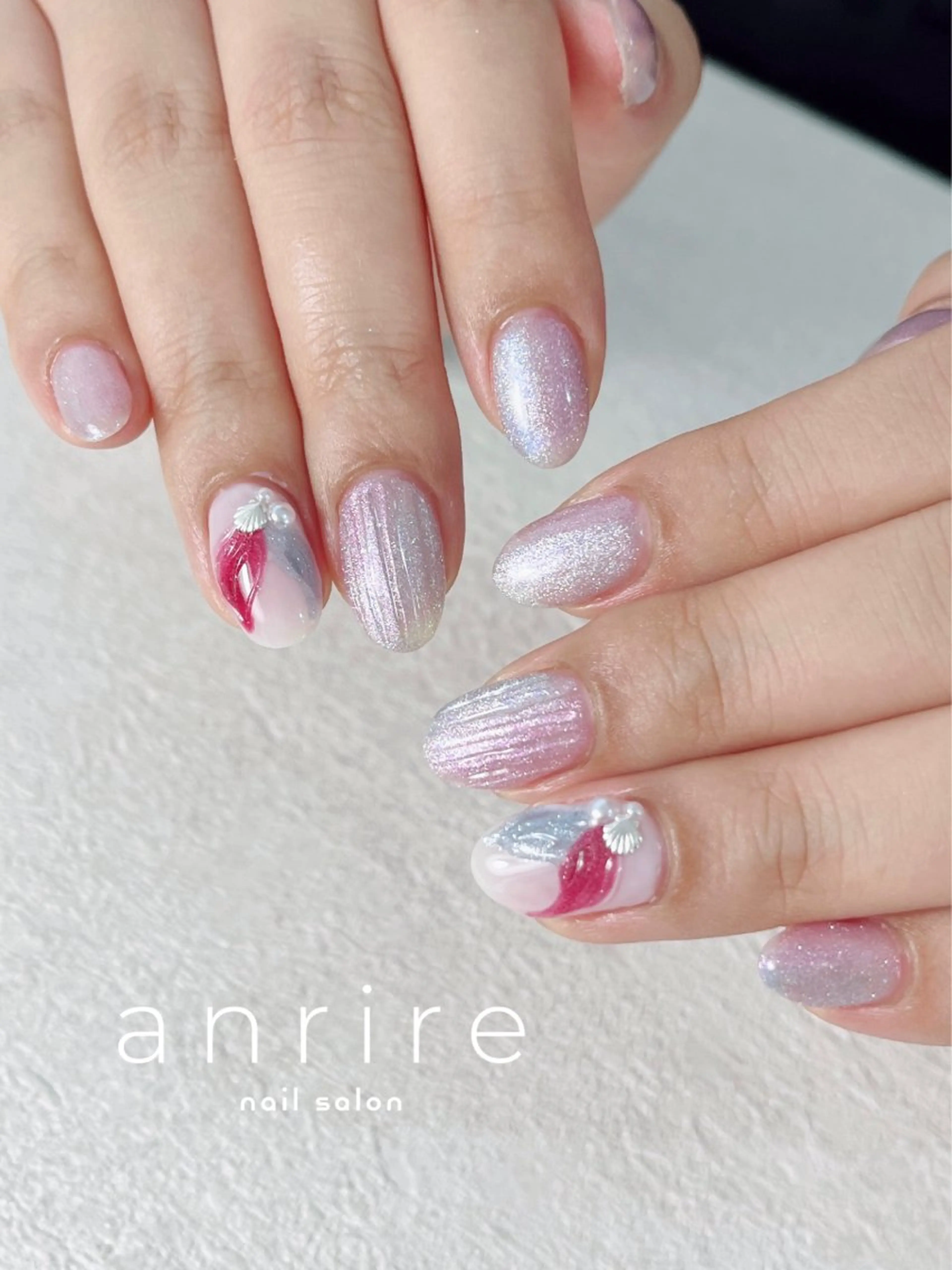 ネイル ブルー ジェルネイル キラキラネイル マグネットネイル パラジェル ハンドネイル nail salon anrire〜アンリール〜所属・nailsalon anrireのネイルデザイン