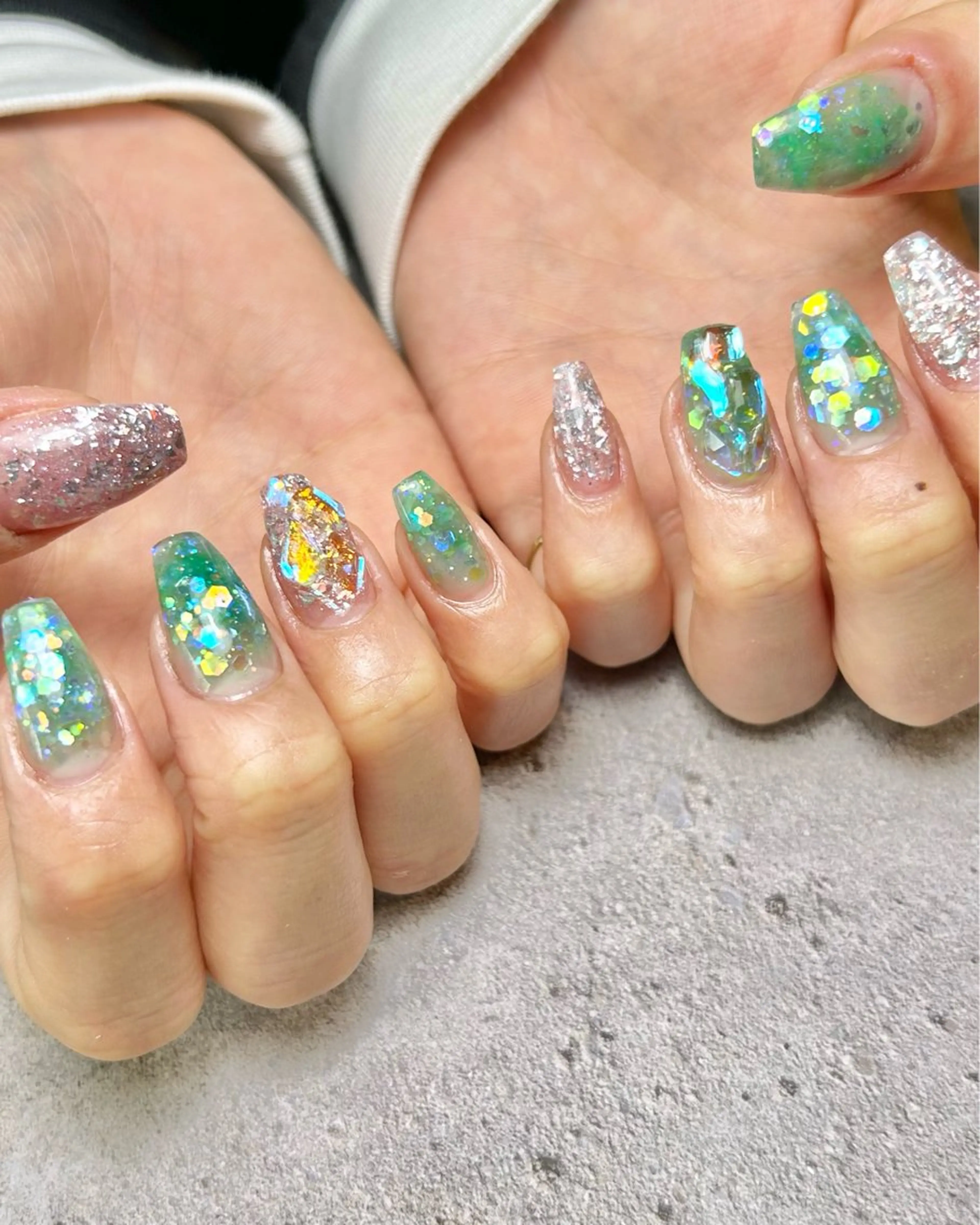 ネイル ラメ(グリッター) スカルプネイル Reflection marikoのネイルデザイン