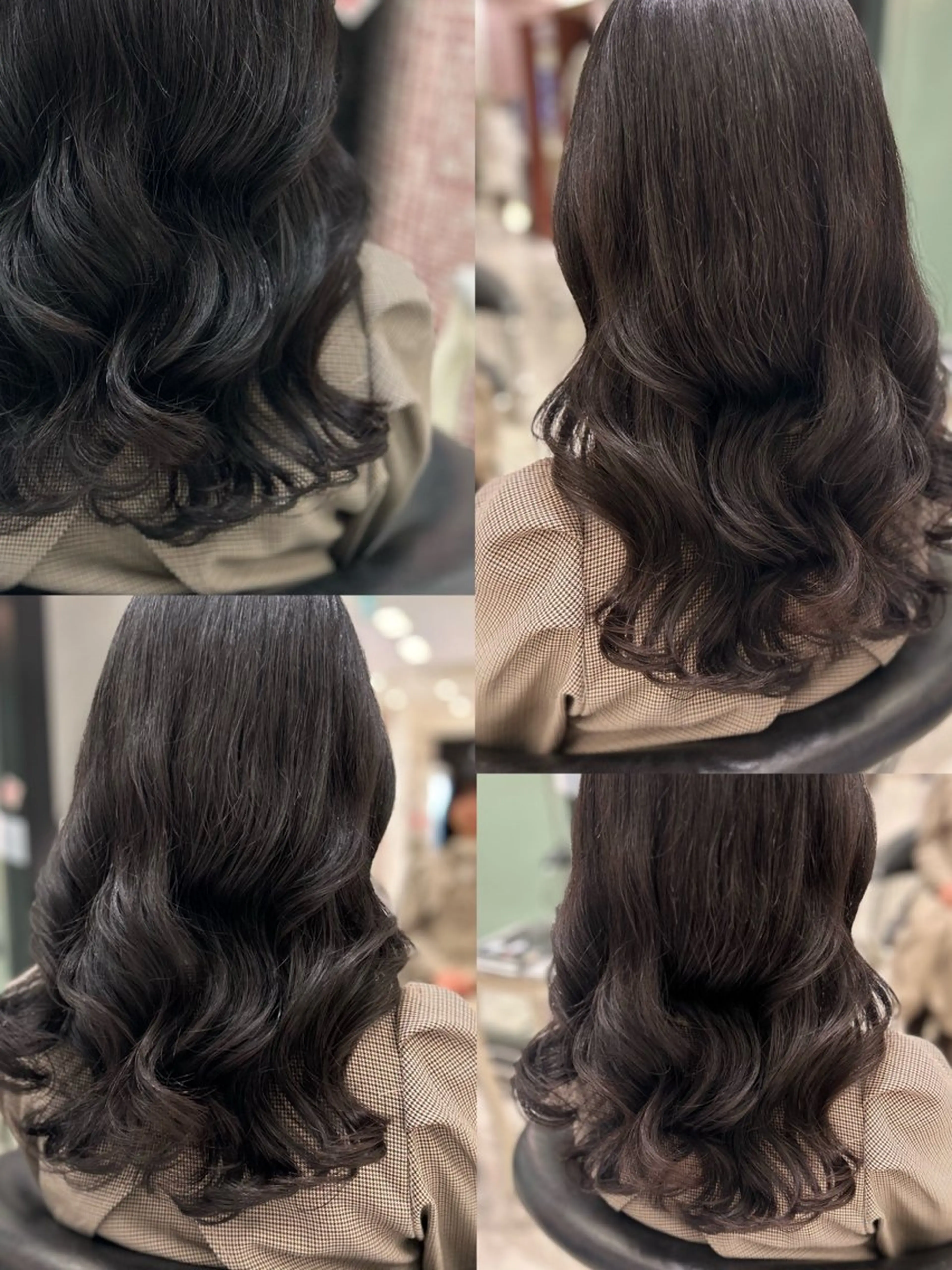 セミロング パーマ カット パーマ コテ巻き風パーマ✨ 韓国ヘア🤎近下菜央のヘアスタイル