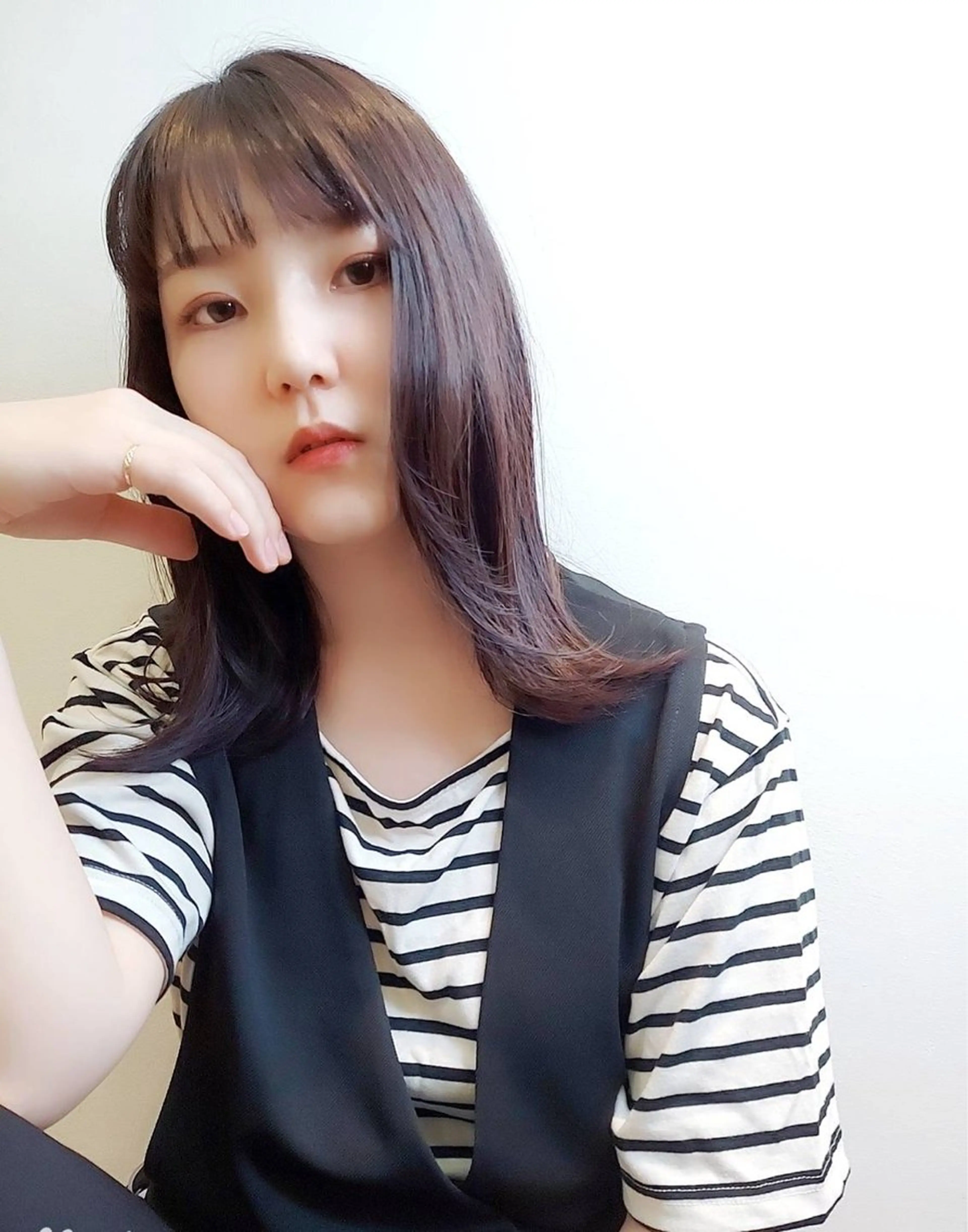 ミディアム ピンクブラウン カット ヘアカラー トリートメント くろだ まみのヘアスタイル