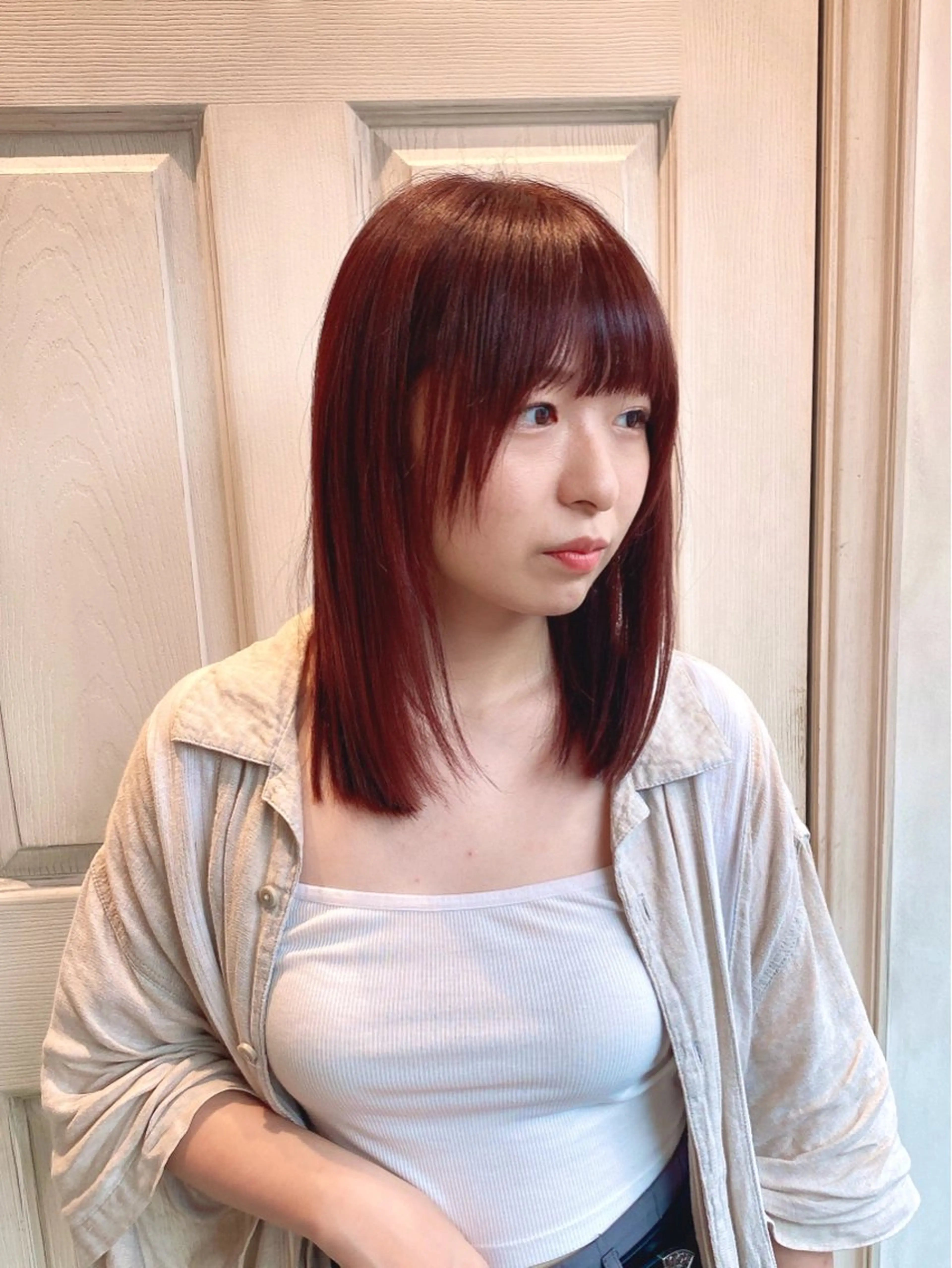 セミロング 縮毛矯正 千 田のヘアスタイル