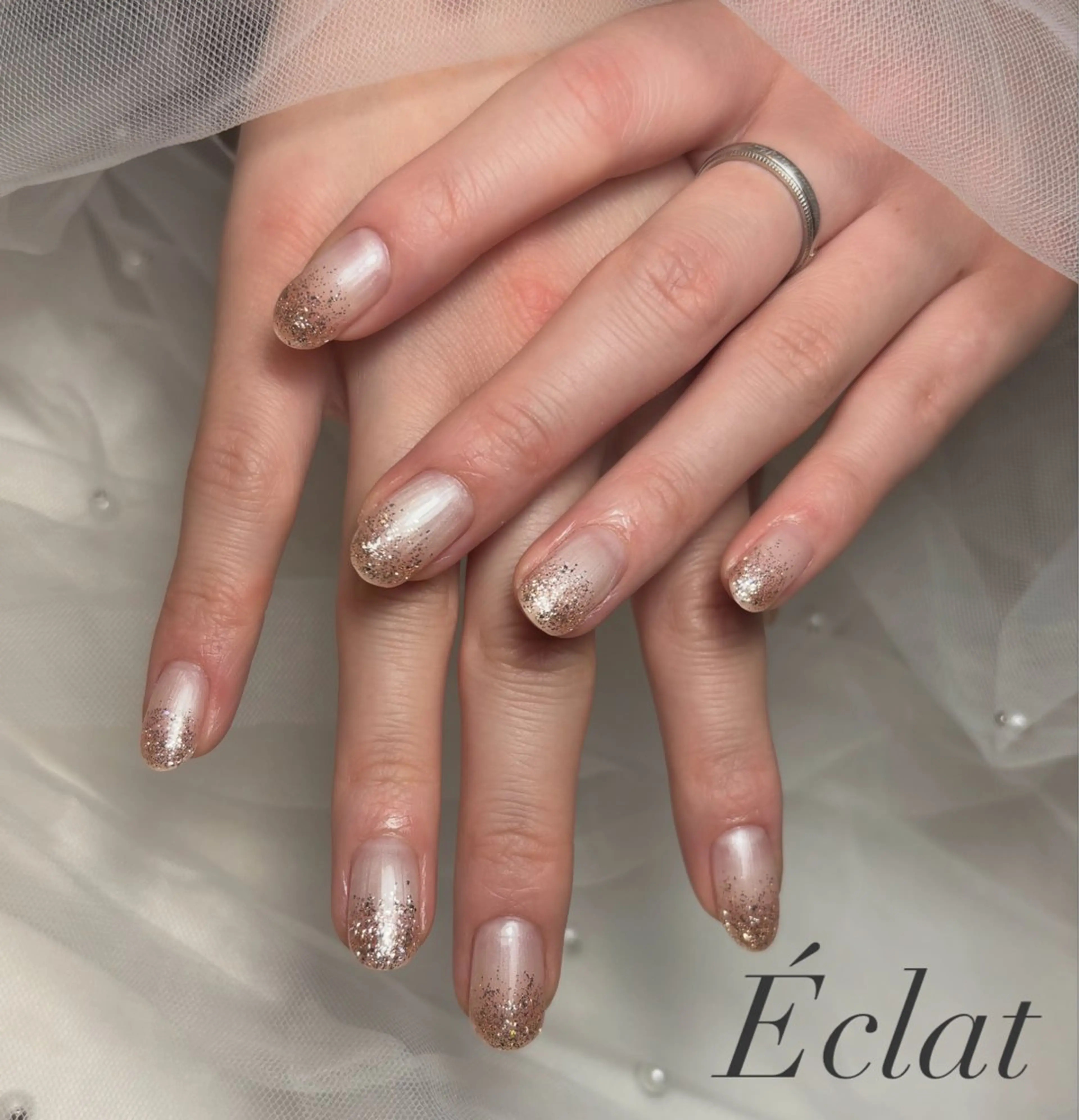 ネイル ラメ(グリッター) ラメグラデーション ワンカラーネイル nail salon Éclatのネイルデザイン