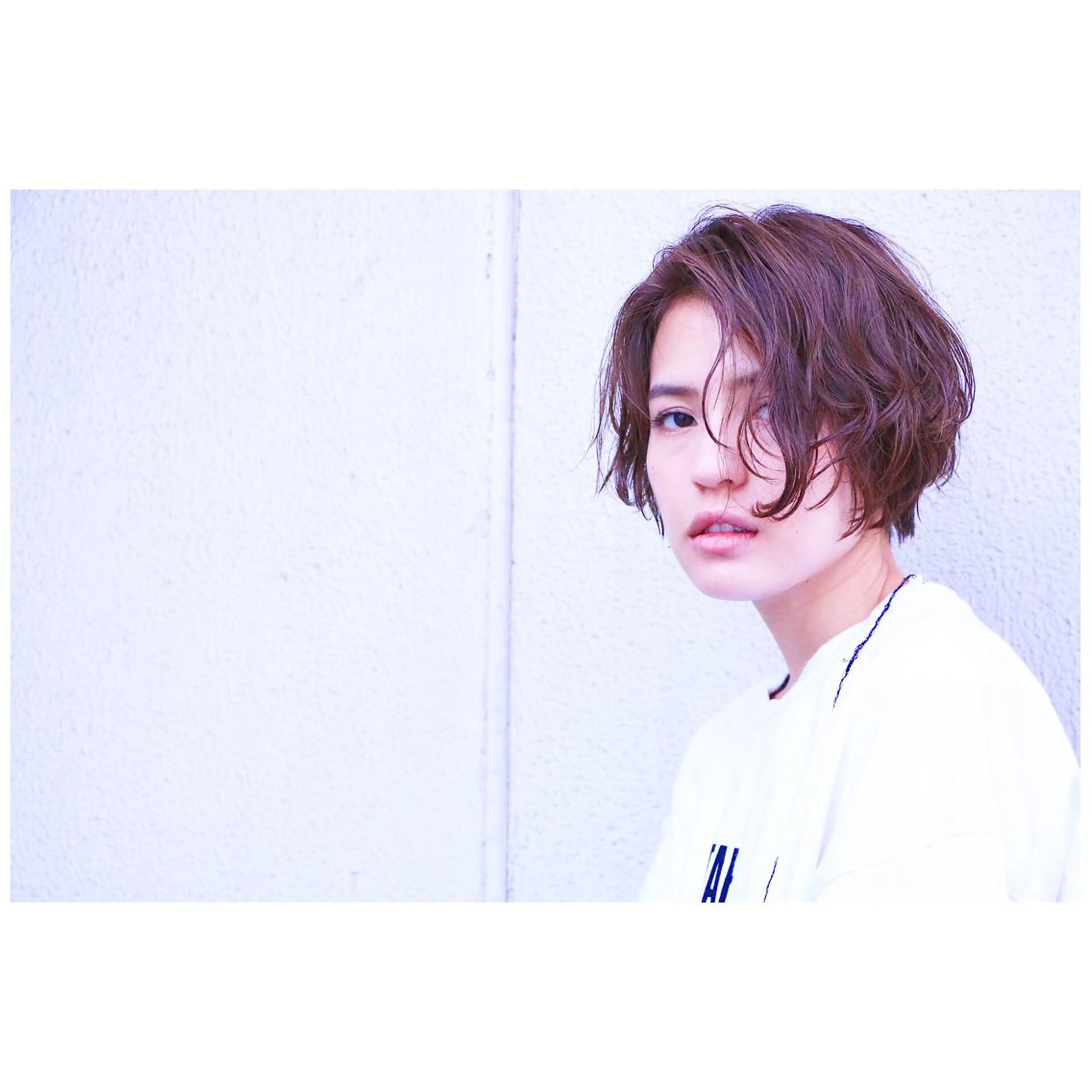 ショート パーマ ボブ ハイライト 髪質改善 韓国風ヘア レイヤーカット 河原 亮のヘアスタイル