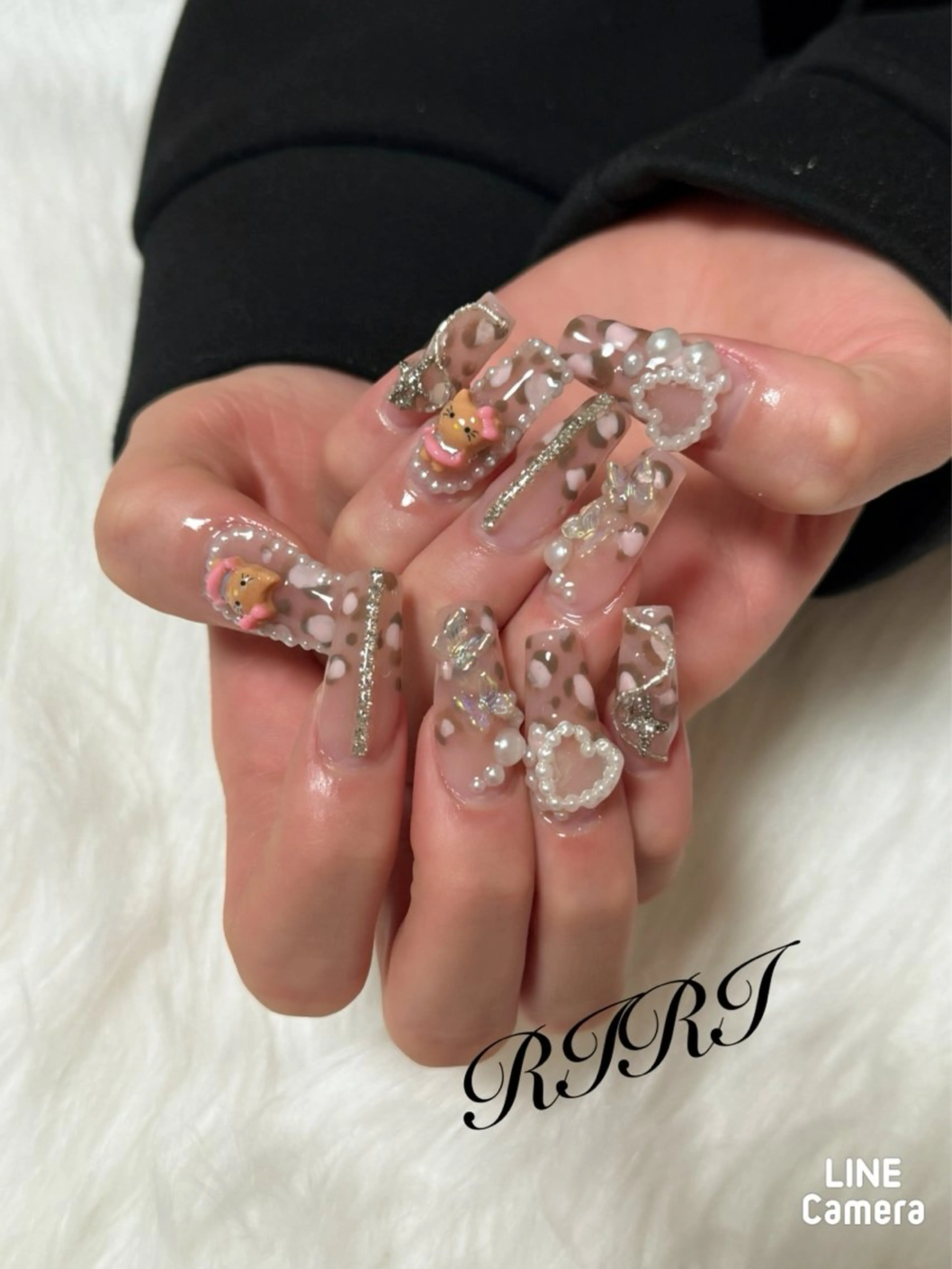 ネイル アニマル柄 ジェルネイル ロングネイル ピンク スカルプネイル ハンドネイル riri オーナーのネイルデザイン