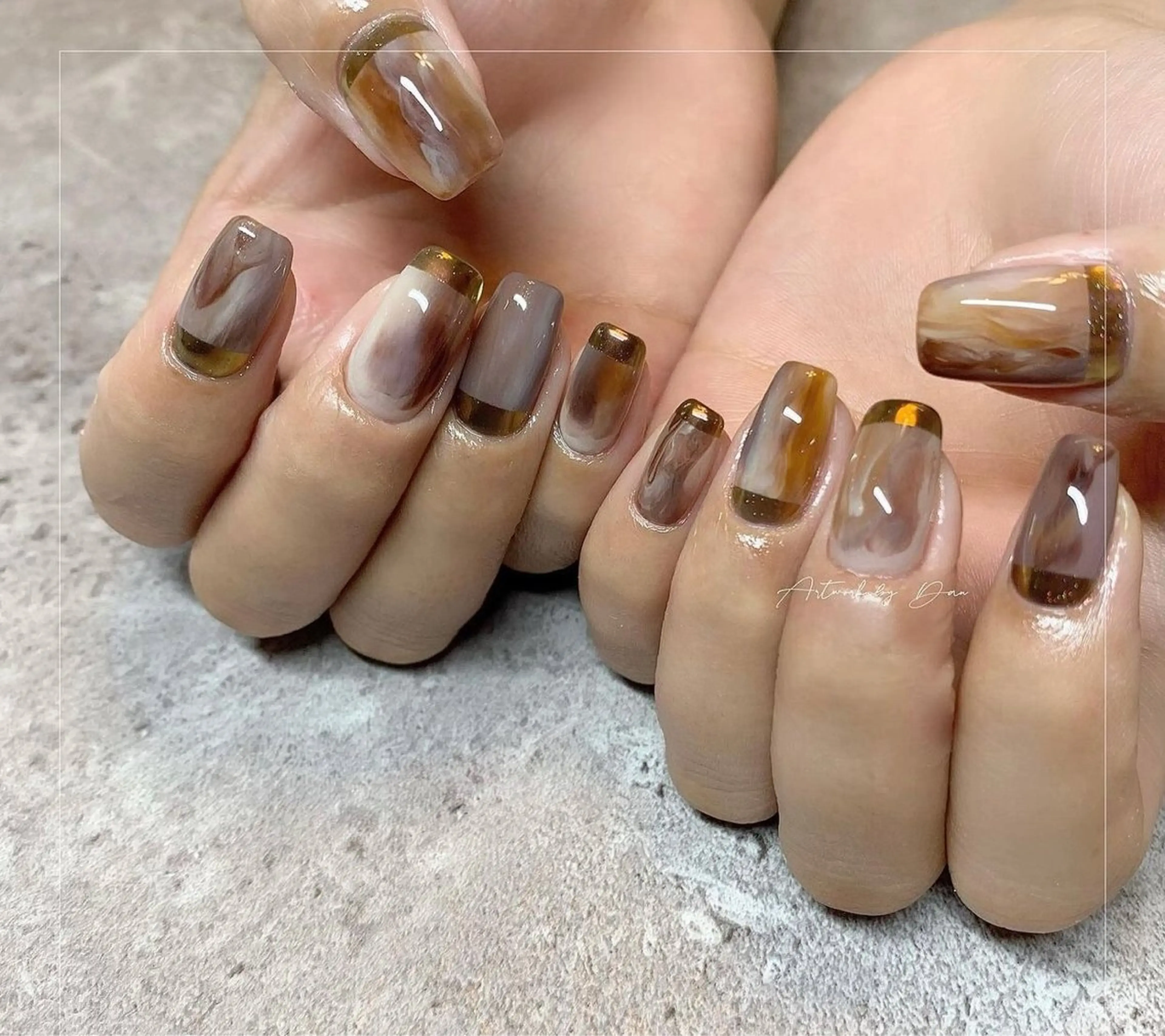 ネイル 長さ出し ジェルネイル キラキラネイル 大理石ネイル(マーブル) ニュアンスネイル Morpho nailのネイルデザイン