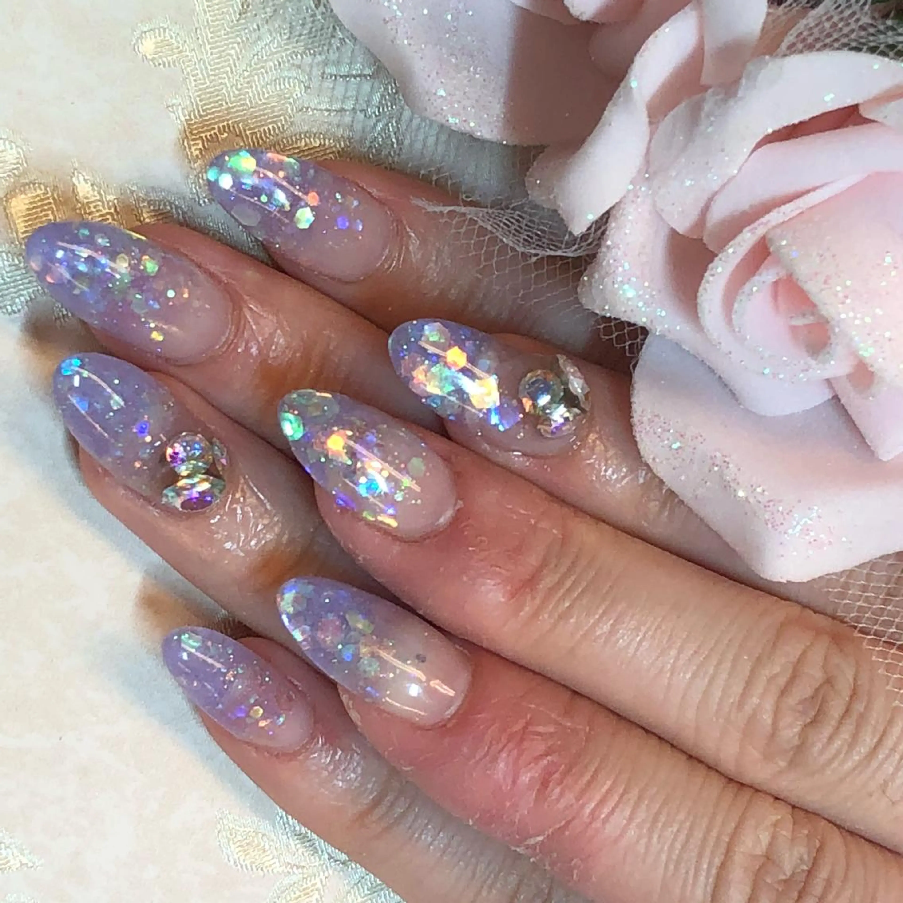 ネイル グラデーション ラメ(グリッター) ラメグラデーション スカルプネイル KIREIE NAILSのネイルデザイン