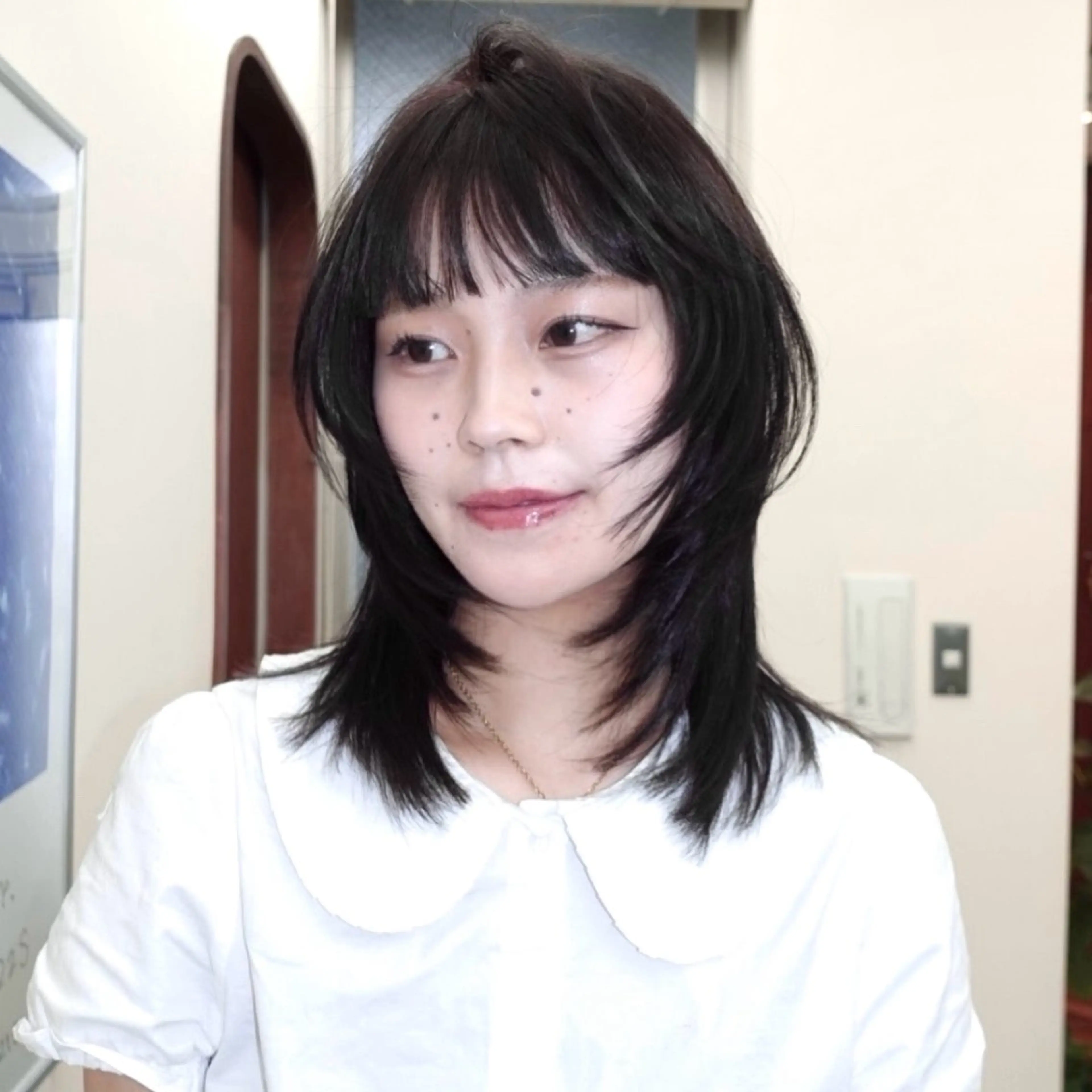 ミディアム カラー ブラウンカラー 透明感カラー 顔周りカット ハッシュカット 韓国風ヘア カット ヘアカラー トリートメント レイヤーカット ハッシュカットのヘアスタイル