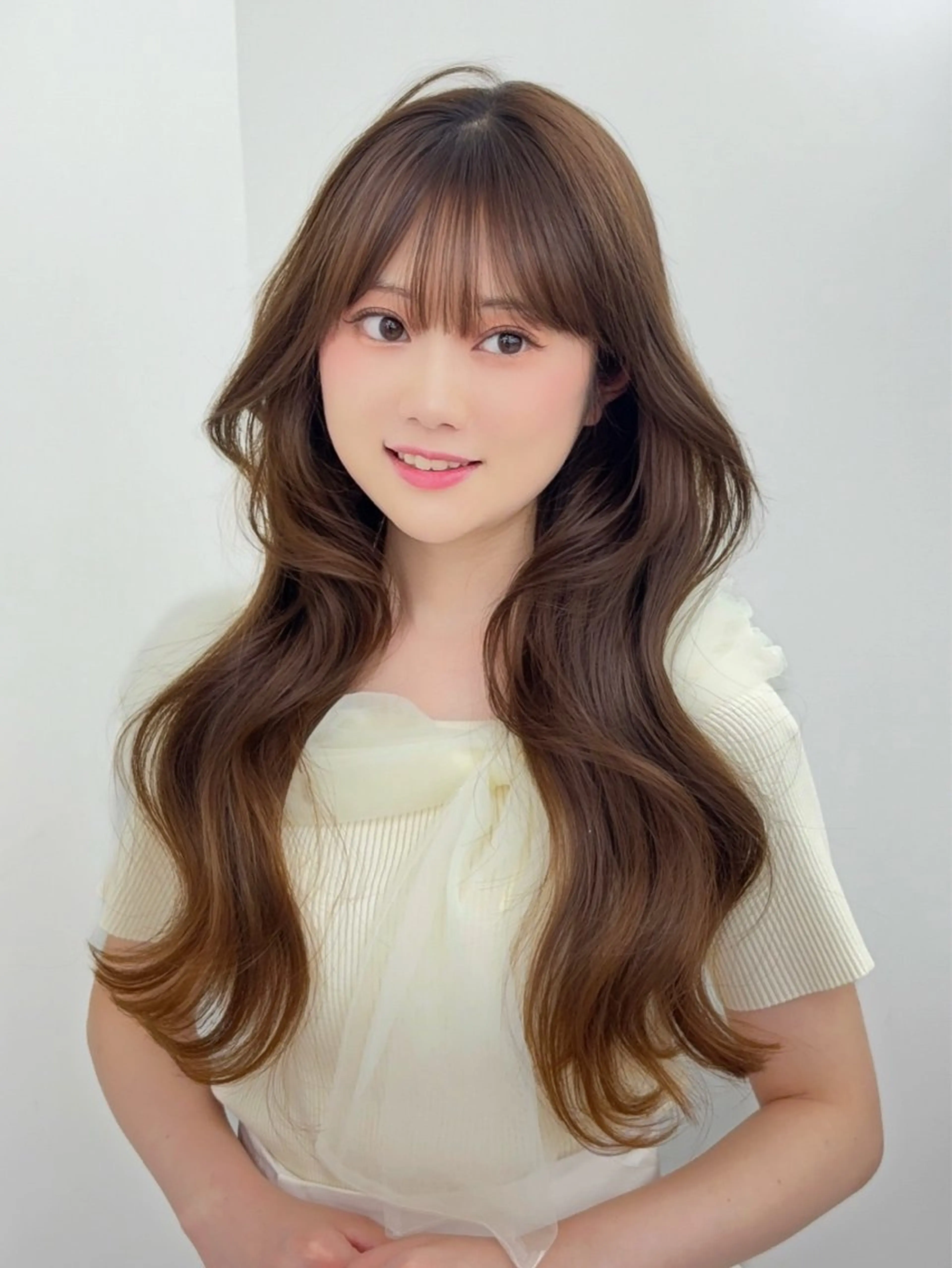 ロング カラー カット ヘアカラー トリートメント 韓国ヘア/レイヤー/ 顔まわり足立遥奈のヘアスタイル