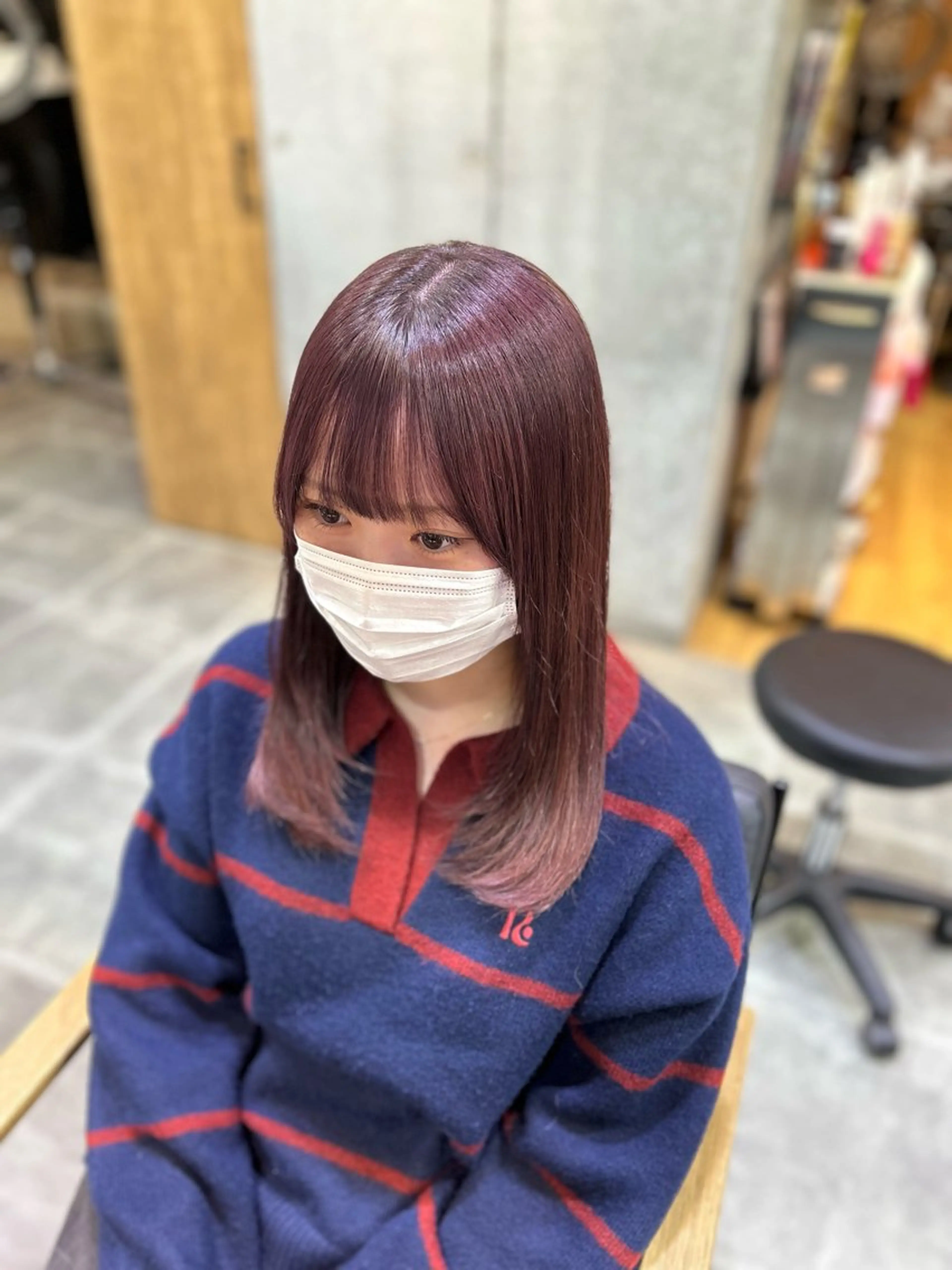 ミディアム カラー ピンクカラー ピンクパープル パープルカラー レイヤーカット カット ヘアカラー トリートメント 🎀たな 🧸のヘアスタイル