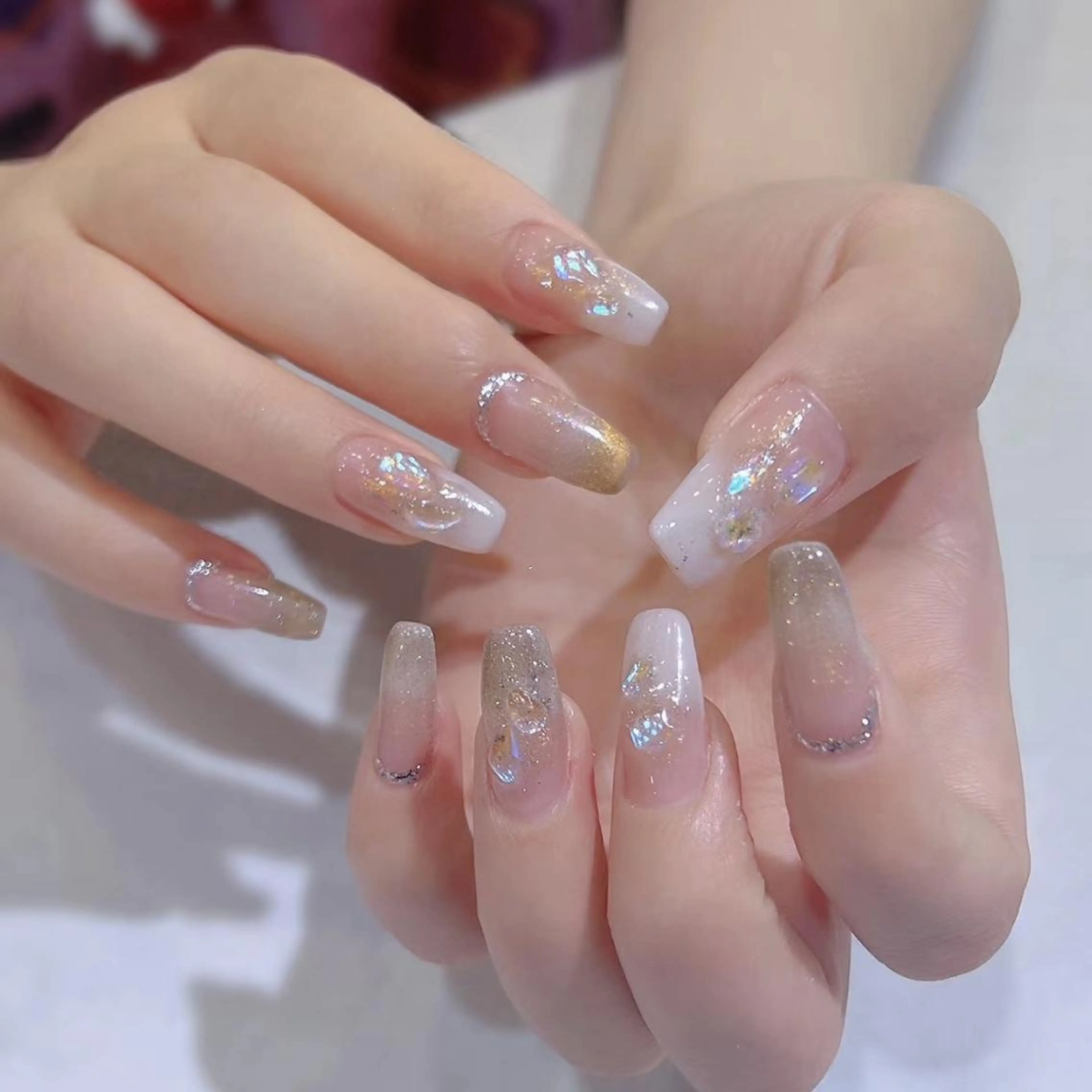 ネイル フットネイル フレンチネイル ガラスフレンチ 韓国ネイル マグネットネイル AB マツエクネイルサロンのネイルデザイン