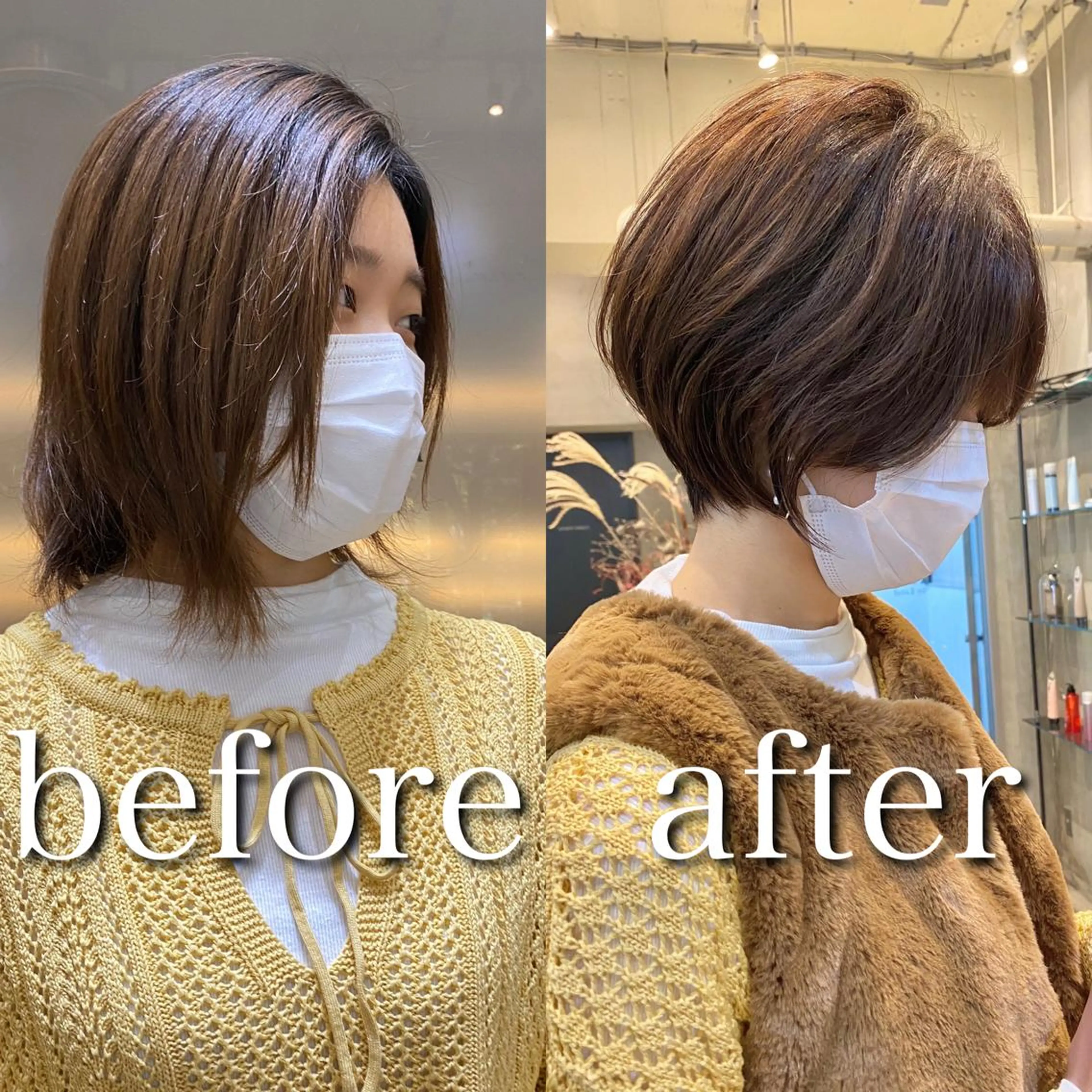 ショート カラー 切りっぱなしボブ ショートボブ ブリーチ ケアブリーチ ダブルカラー カット トリートメント ❣️韓国レイヤー ❣️渡部晃輝のヘアスタイル