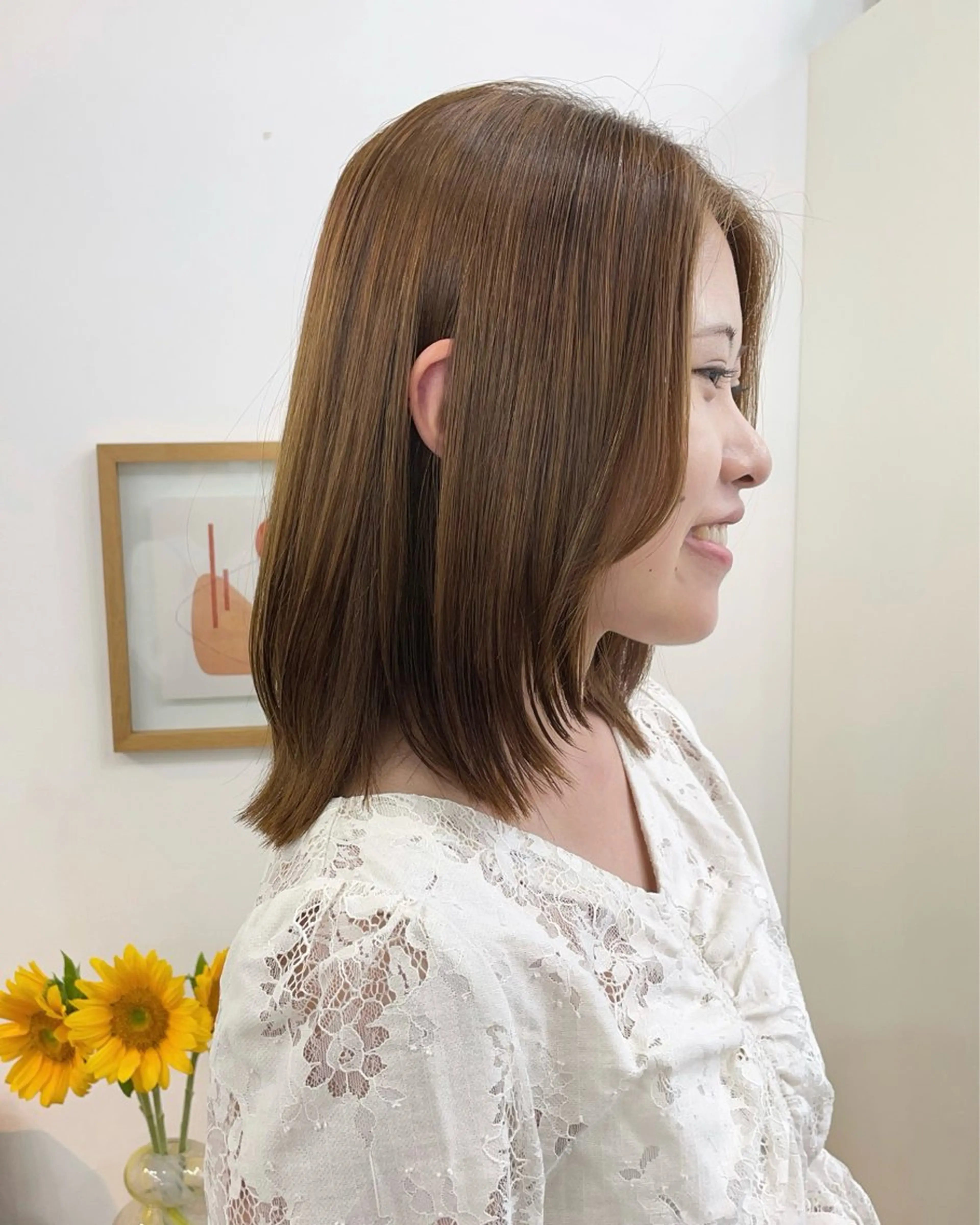 ミディアム カラー ベージュカラー オリーブベージュ トリートメント カット ヘアカラー トリートメント ✨髪質改善✨原宿 えのもと　はなのヘアスタイル