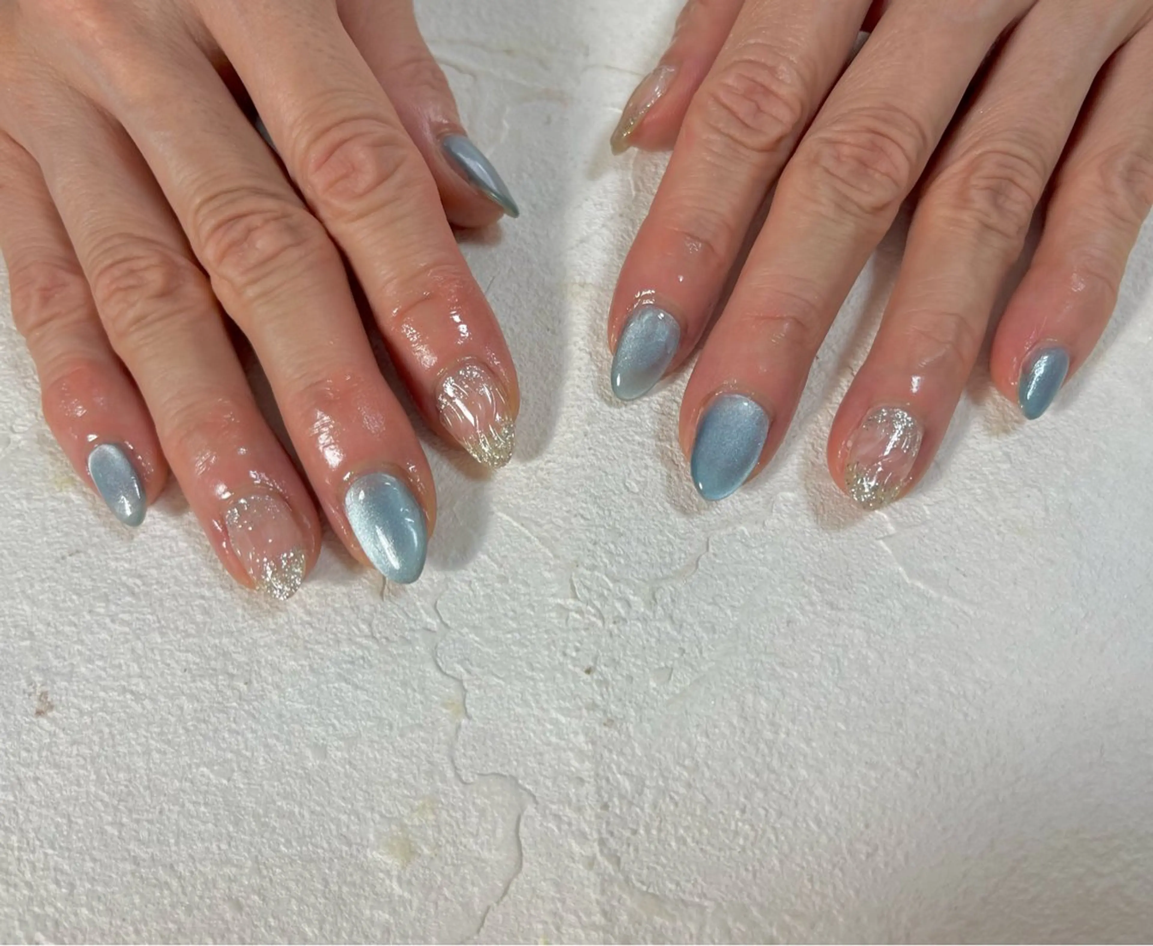 ネイル オーロラネイル フットネイル フレンチネイル ジェルネイル 韓国ネイル kiki nail たまプラーザのネイルデザイン