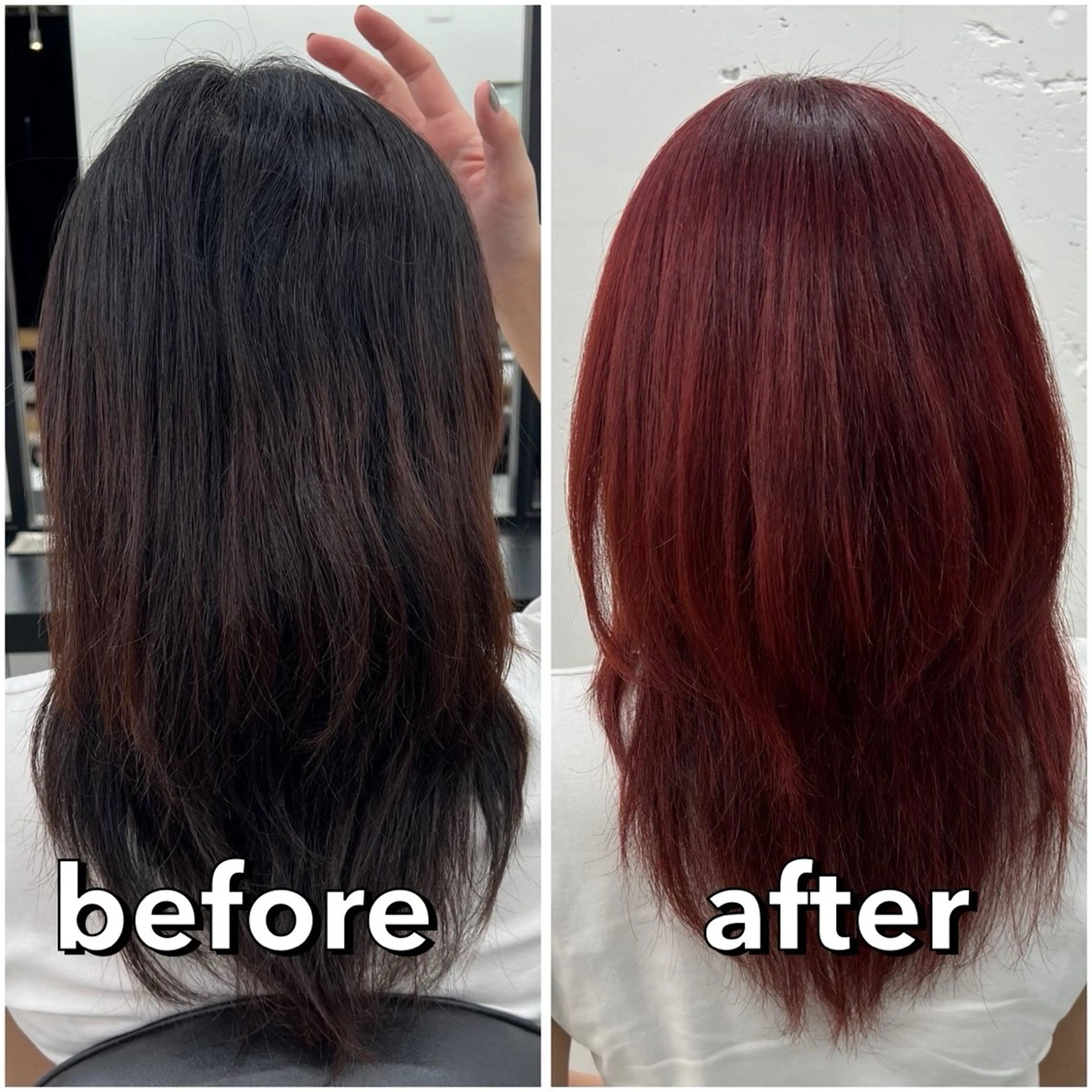 ミディアム カラー ブリーチ レッドカラー ヘアカラー あすか JILLSTUDIOのヘアスタイル