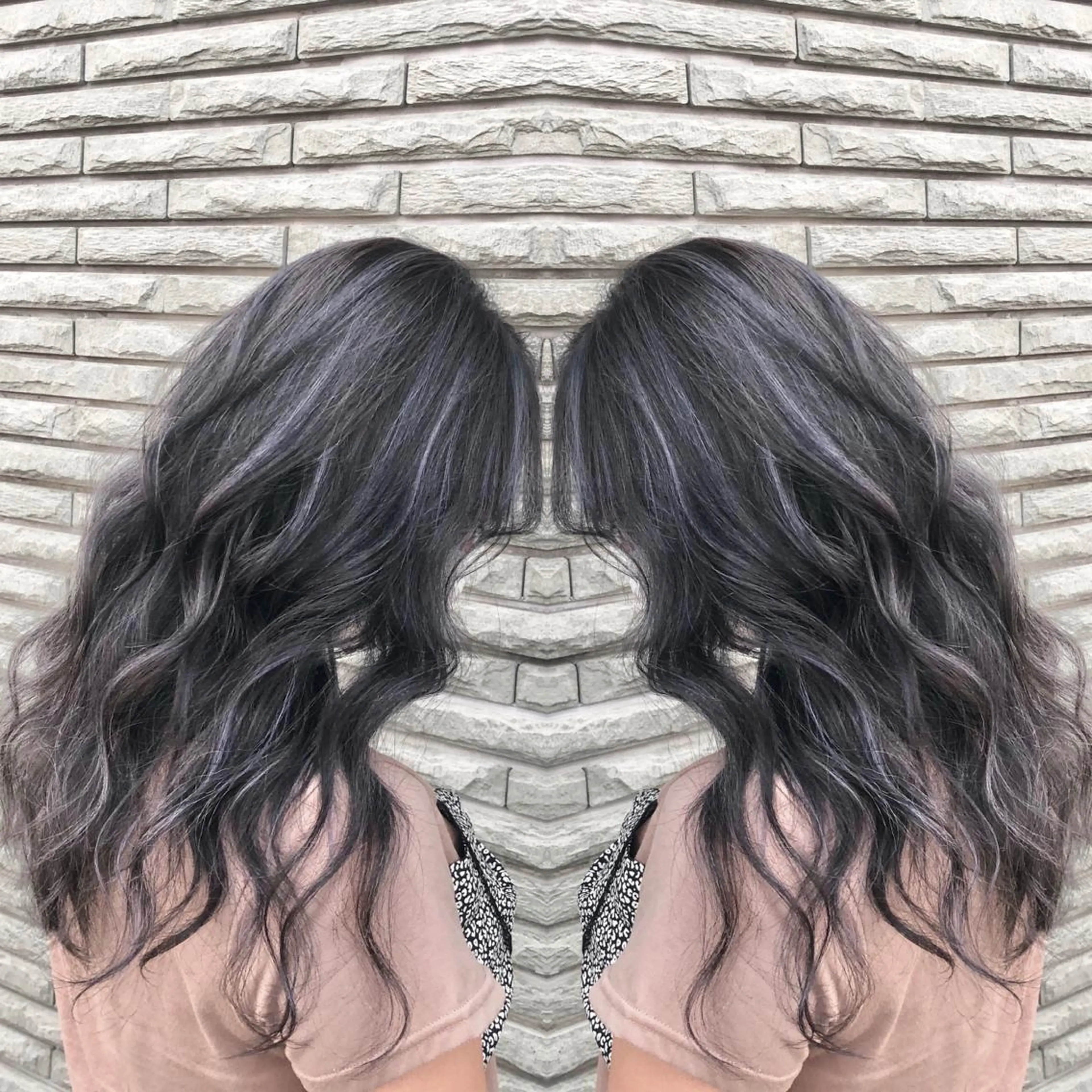 セミロング カラー ヘアアレンジ ショートボブ シールエクステ バレイヤージュ デザインカラー ハイライトカラー アンドウ ユウ/ レイヤーカット/韓国のヘアスタイル